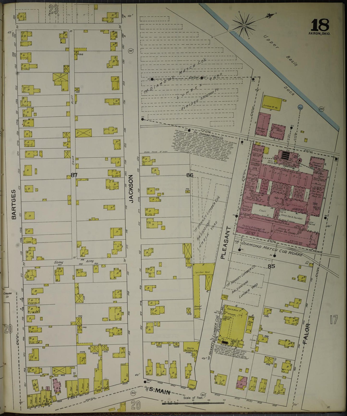 Sanborn Fire Insurance Map from Akron, Summit County, Ohio (1892), Sheet #0018 - Historic Sanborn Fire Insurance Map Print, vintage old map wall art, antique decor, genealogy gift, Ohio Ohio map