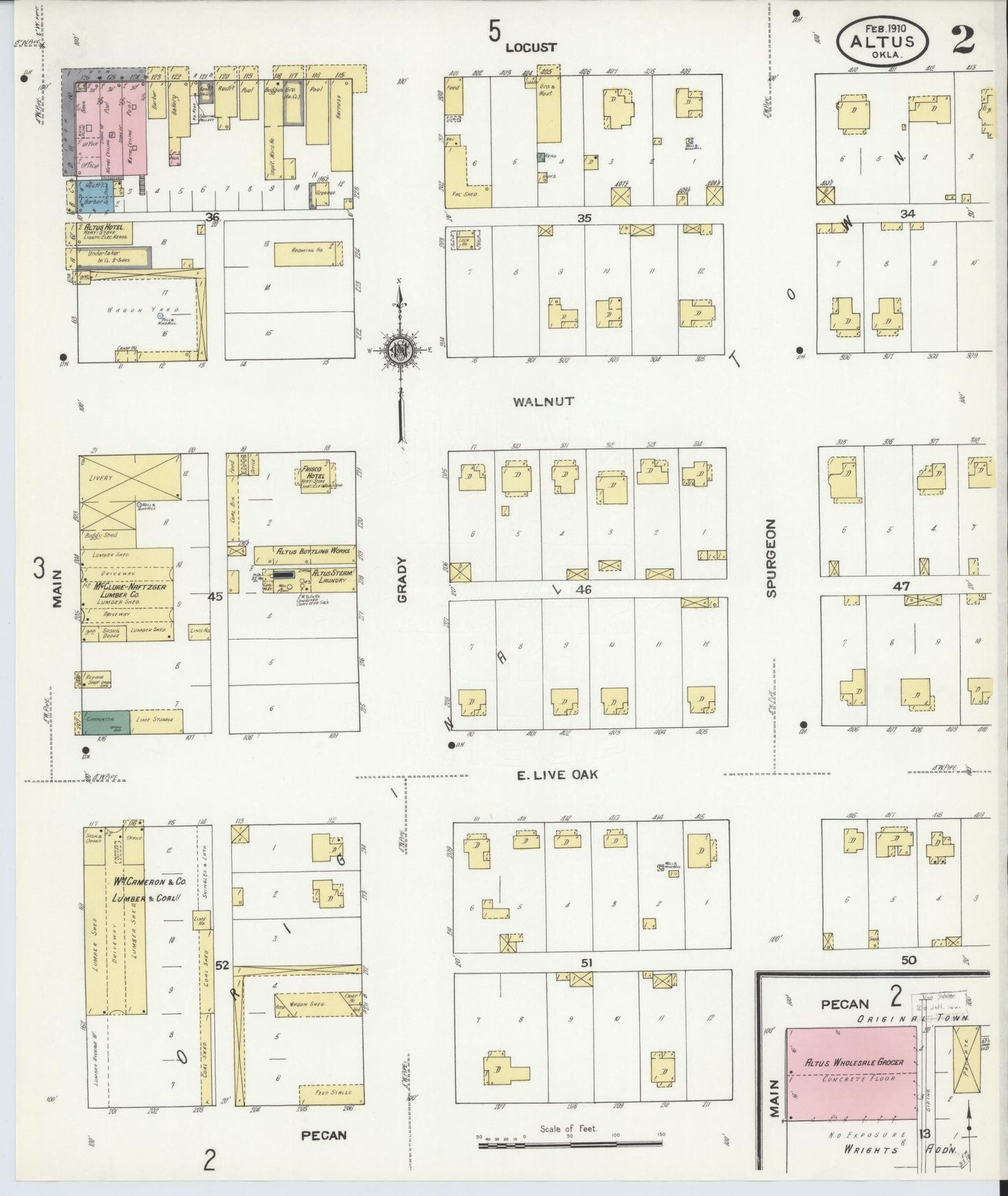 Sanborn Fire Insurance Map from Altus, Jackson County, Oklahoma (1910), Sheet #0002 - Historic Sanborn Fire Insurance Map Print, vintage old map wall art, antique decor, genealogy gift, Oklahoma Oklahoma map