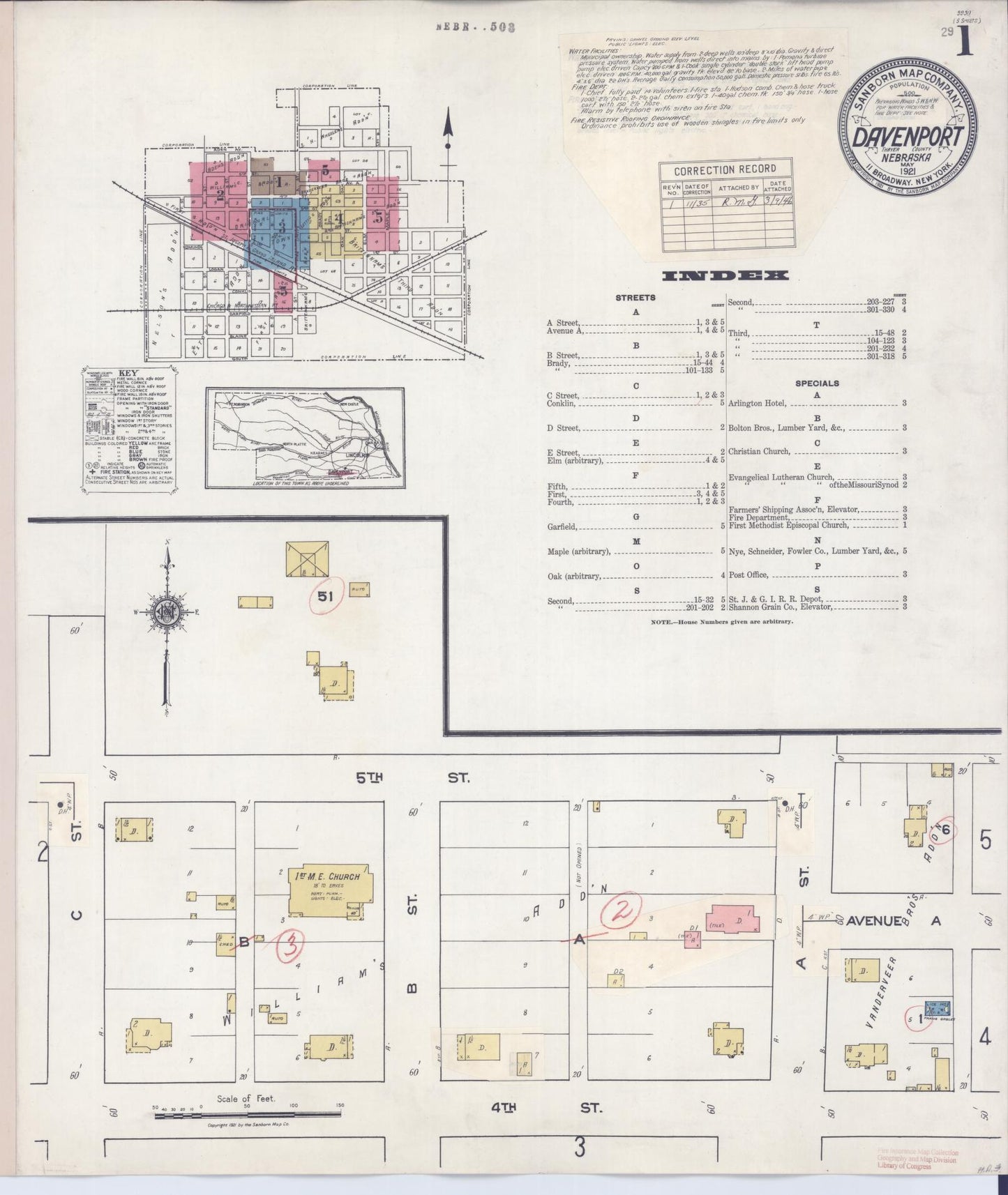 Sanborn Fire Insurance Map from Davenport, Thayer County, Nebraska. (1935) – Historic Sanborn Fire Insurance Map Print