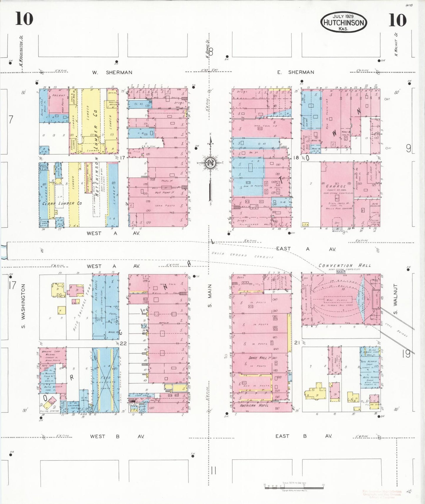 Sanborn Fire Insurance Map from Hutchinson, Reno County, Kansas (1929), Sheet #0011 - Historic Sanborn Fire Insurance Map Print, vintage old map wall art, antique decor, genealogy gift, Kansas Kansas map