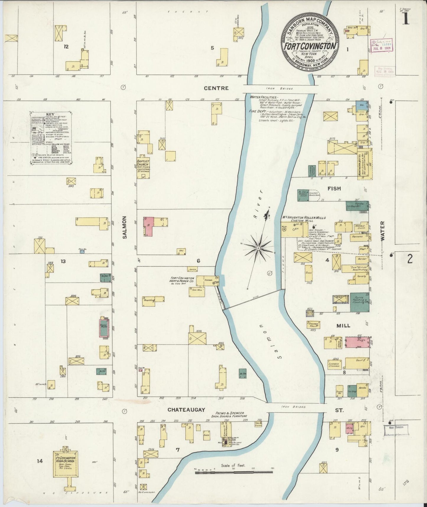 Sanborn Fire Insurance Map from Fort Covington, Franklin County, New York. (1909) – Historic Sanborn Fire Insurance Map Print