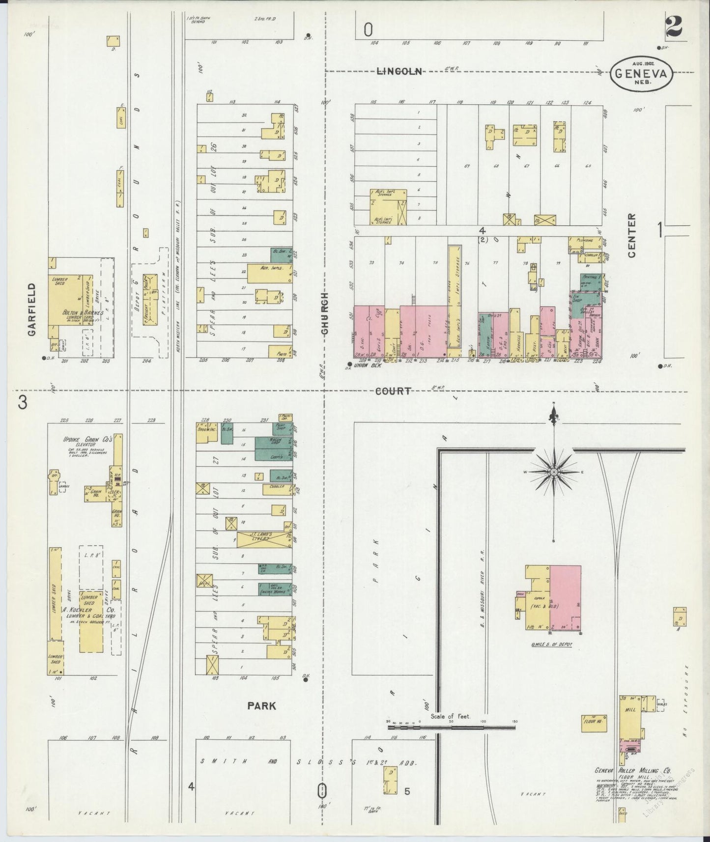 Sanborn Fire Insurance Map from Geneva, Fillmore County, Nebraska (1902), Sheet #0002 - Historic Sanborn Fire Insurance Map Print, vintage old map wall art, antique decor, genealogy gift, Nebraska Nebraska map