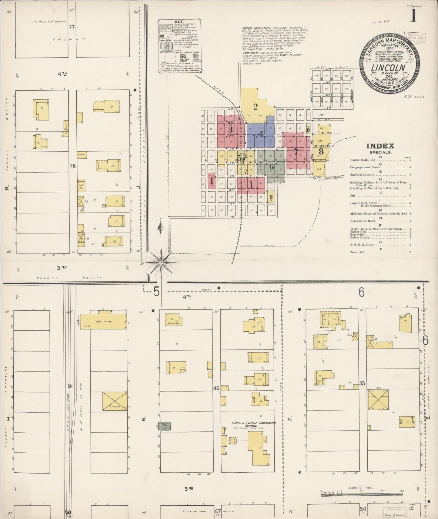 Sanborn Fire Insurance Map from Lincoln, Placer County, California. (1910) – Historic Sanborn Fire Insurance Map Print