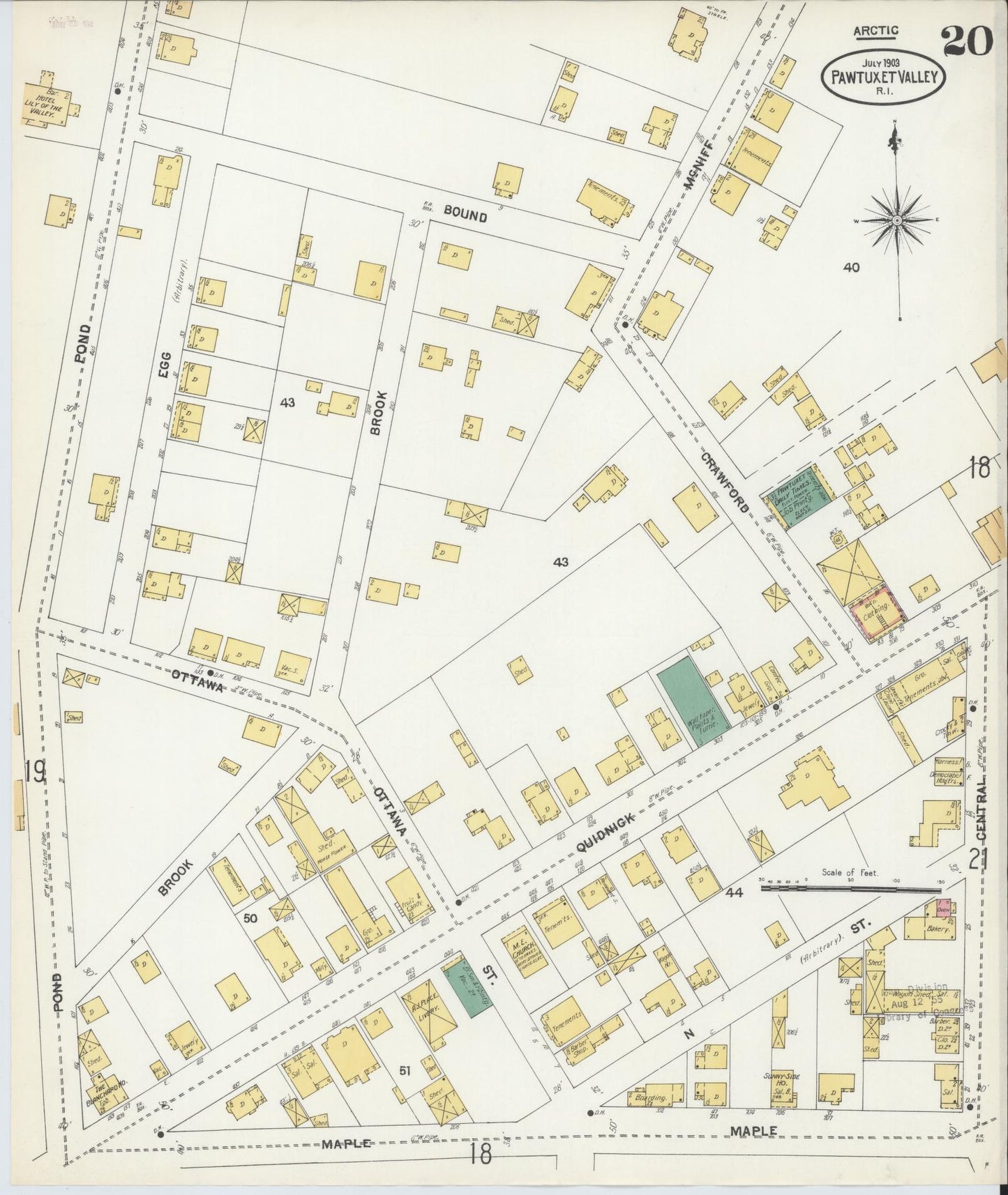 Sanborn Fire Insurance Map from Pawtuxet Valley, Kent and Providence Counties, Rhode Island (1903), Sheet #0020 - Historic Sanborn Fire Insurance Map Print, vintage old map wall art, antique decor, genealogy gift, Washington Washington map