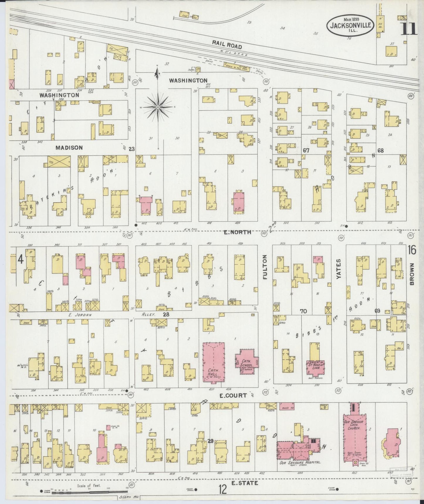Sanborn Fire Insurance Map from Jacksonville, Morgan County, Illinois. (1899), Sheet 11 – Historic Sanborn Fire Insurance Map Print