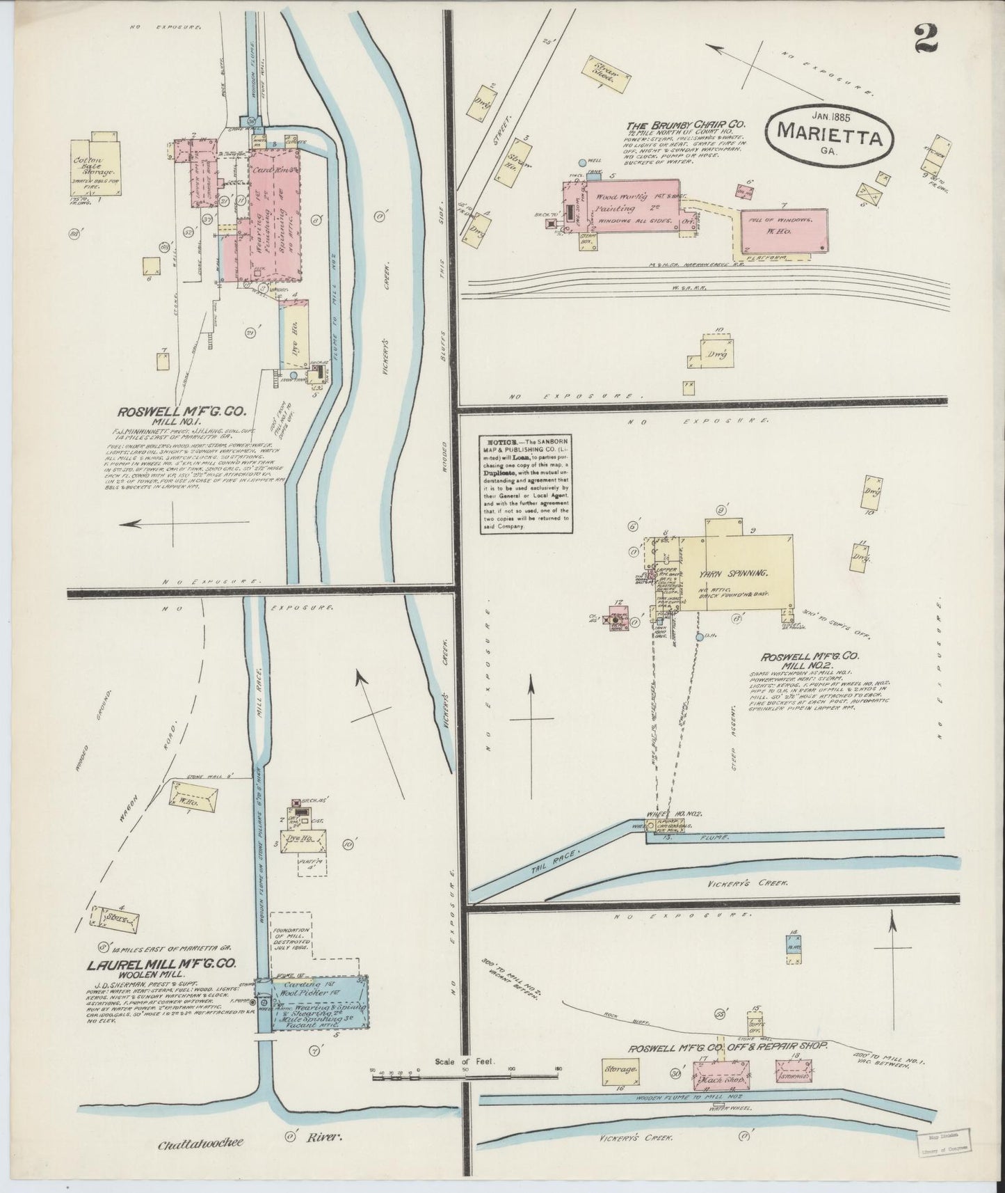 Sanborn Fire Insurance Map from Marietta, Cobb County, Georgia (1885), Sheet #0002 - Historic Sanborn Fire Insurance Map Print, vintage old map wall art, antique decor, genealogy gift, Georgia Georgia map