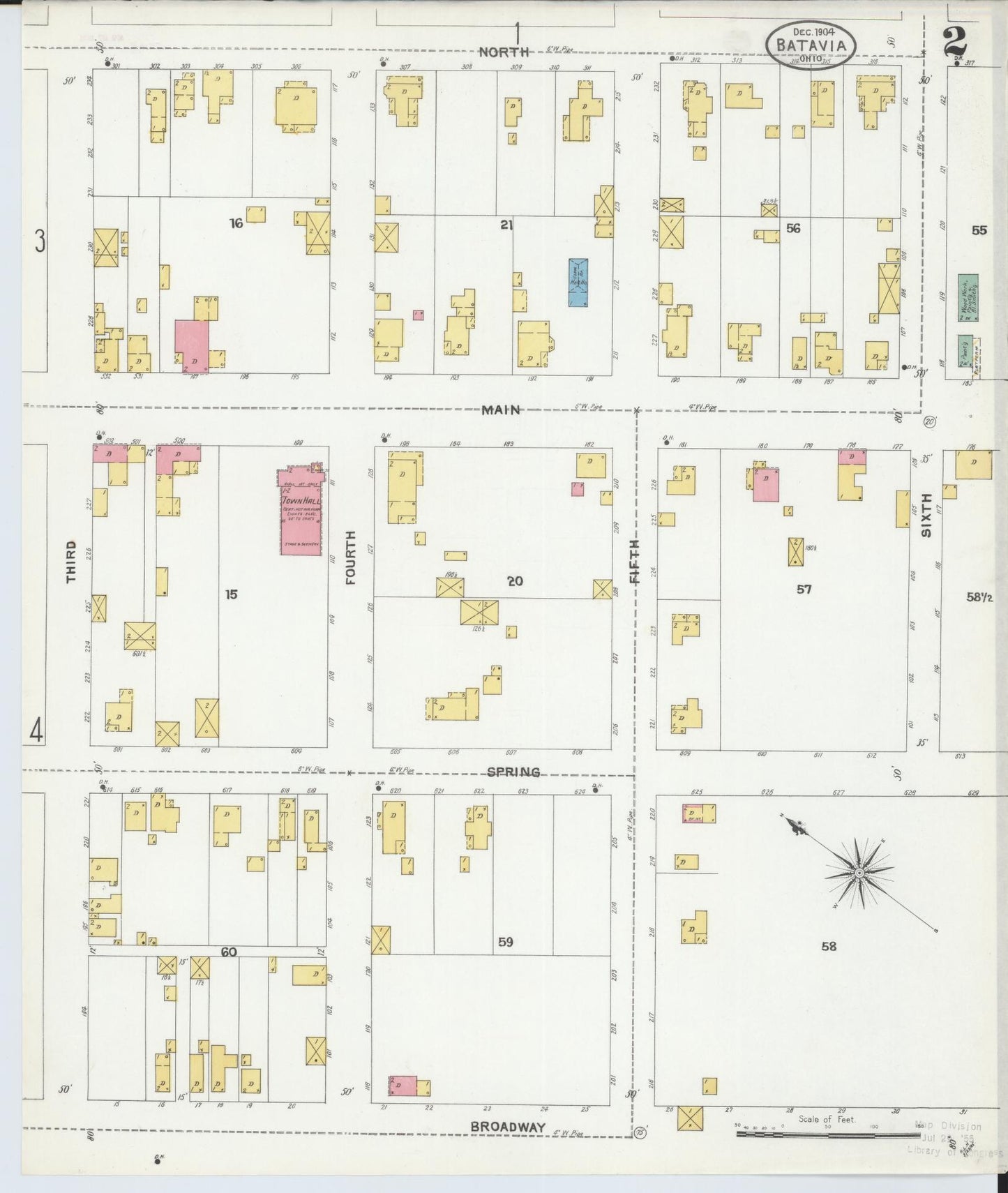 Sanborn Fire Insurance Map from Batavia, Clermont County, Ohio (1904), Sheet #0002 - Complete Map Set gallery image, historic Sanborn map, vintage wall art, Ohio Ohio