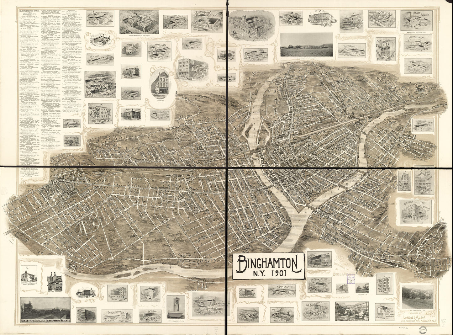 Binghamton, N.Y. 1901. (1901) – Historic Bird’s-Eye View Panorama Print
