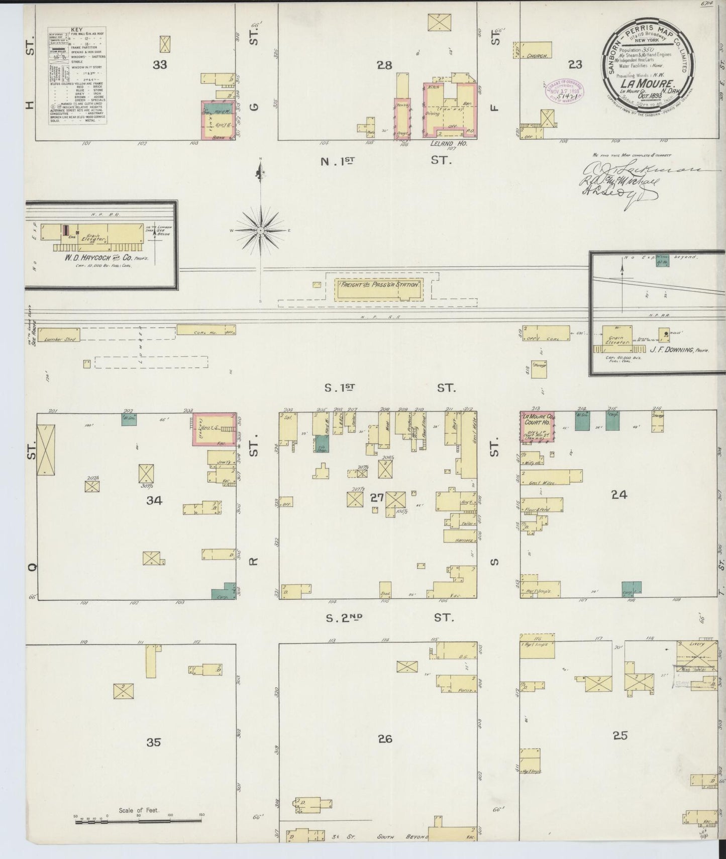 Sanborn Fire Insurance Map from La Moure, La Moure County, North Dakota (1893), Sheet #0001 - Historic Sanborn Fire Insurance Map Print, vintage old map wall art, antique decor, genealogy gift, North Dakota North Dakota map