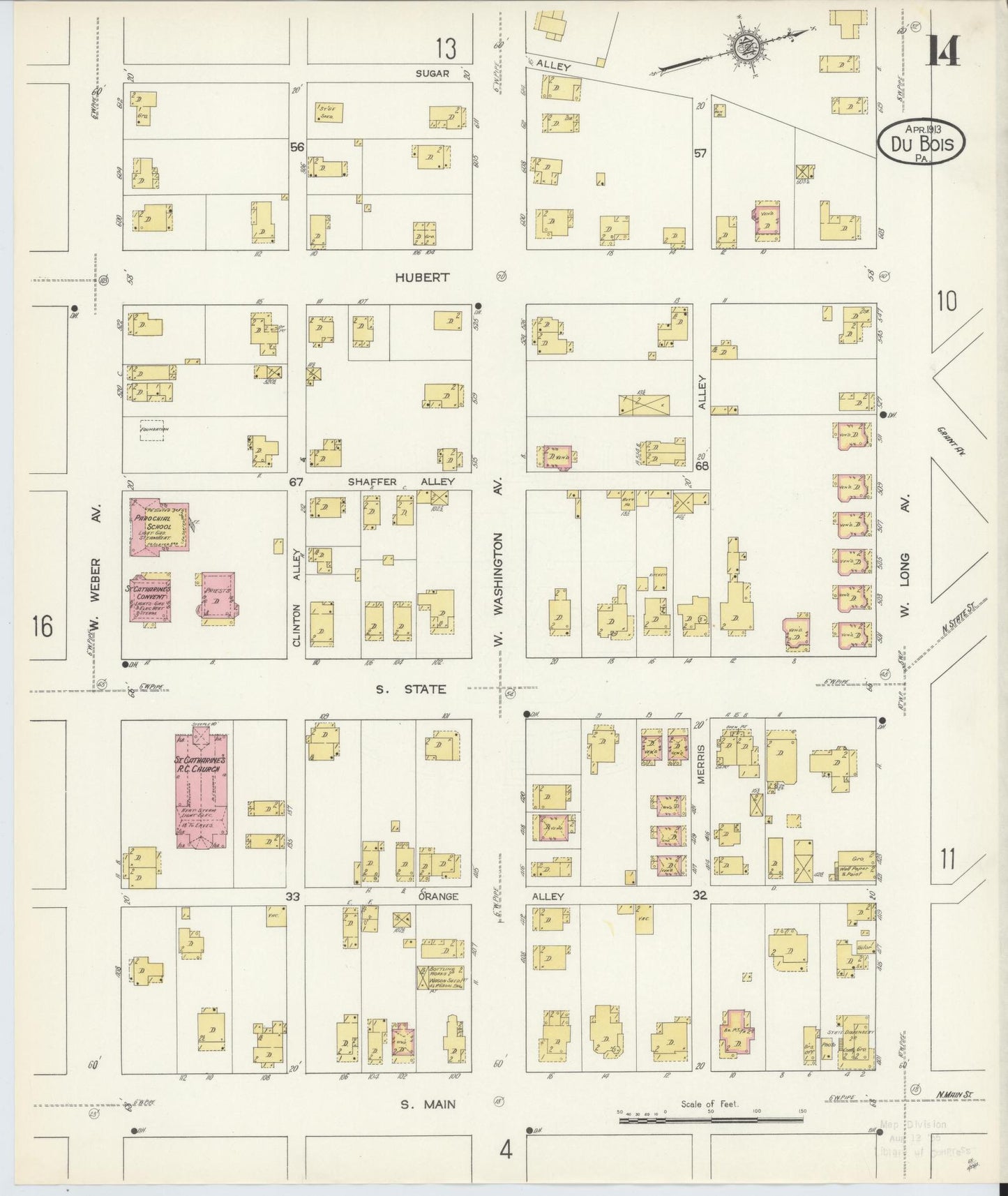 Sanborn Fire Insurance Map from Du Bois, Clearfield County, Pennsylvania (1913), Sheet #0014 - Historic Sanborn Fire Insurance Map Print, vintage old map wall art, antique decor, genealogy gift, Pennsylvania Pennsylvania map