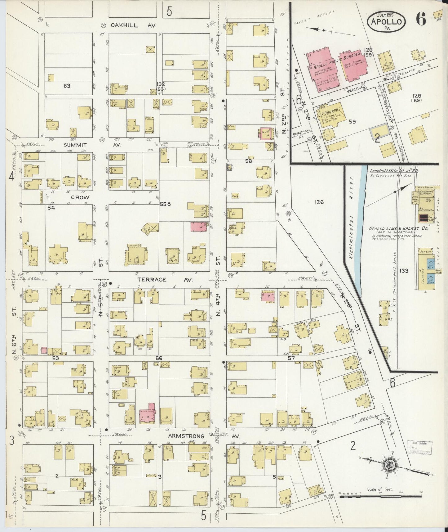 Sanborn Fire Insurance Map from Apollo, Armstrong County, Pennsylvania (1915), Sheet #0006 - Historic Sanborn Fire Insurance Map Print, vintage old map wall art, antique decor, genealogy gift, Pennsylvania Pennsylvania map