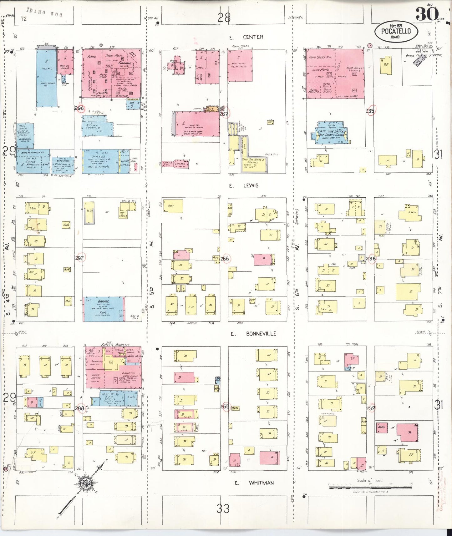 Sanborn Fire Insurance Map from Pocatello, Bannock County, Idaho (1948), Sheet #0030 - Historic Sanborn Fire Insurance Map Print, vintage old map wall art, antique decor, genealogy gift, Idaho Idaho map
