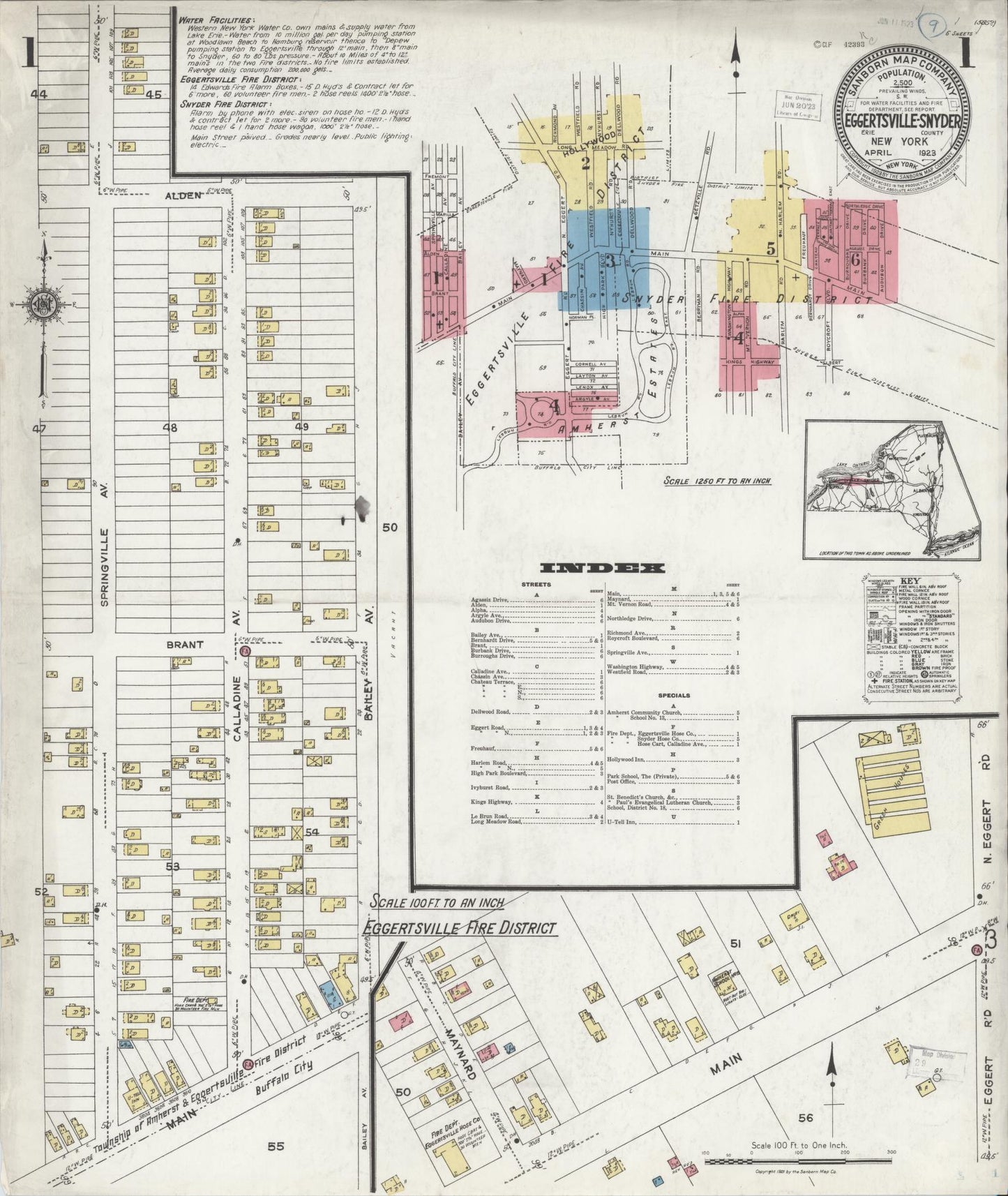 Sanborn Fire Insurance Map from Eggertsville-Snyder, Erie County, New York. (1923) – Historic Sanborn Fire Insurance Map Print