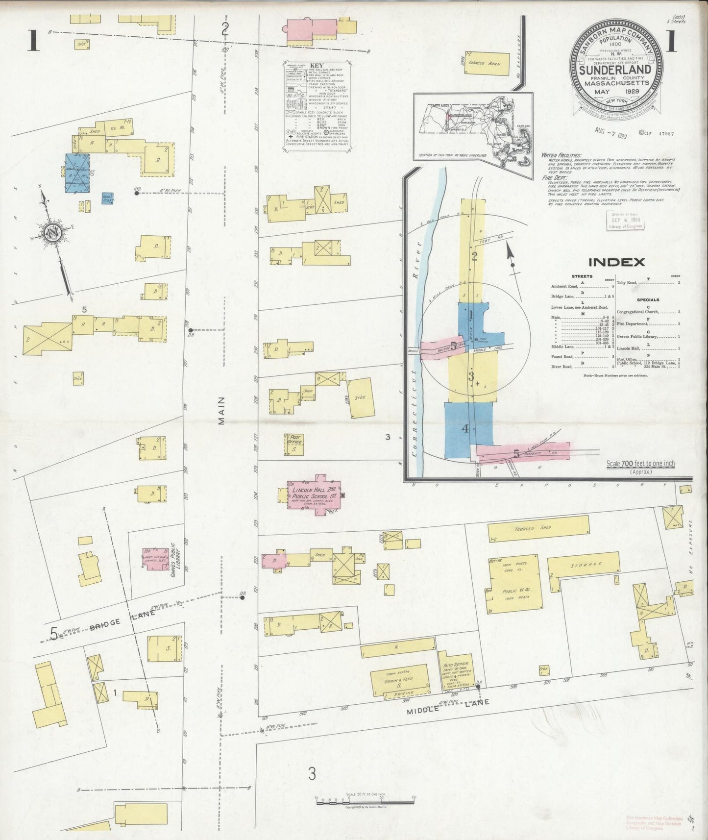 Sanborn Fire Insurance Map from Sunderland, Franklin County, Massachusetts (1915), Sheet #0005 - Complete Map Set gallery image, historic Sanborn map, vintage wall art, Massachusetts Massachusetts