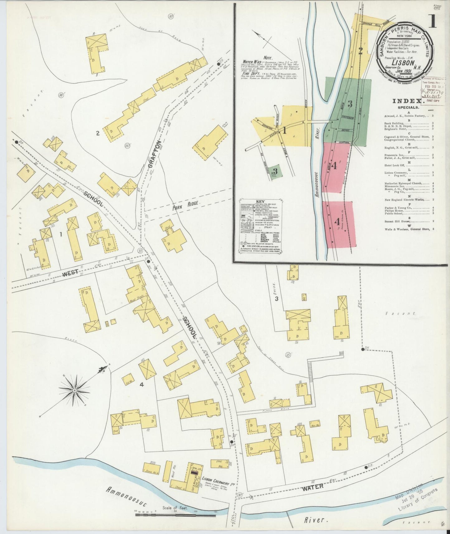 Sanborn Fire Insurance Map from Lisbon, Grafton County, New Hampshire. (1901) – Historic Sanborn Fire Insurance Map Print