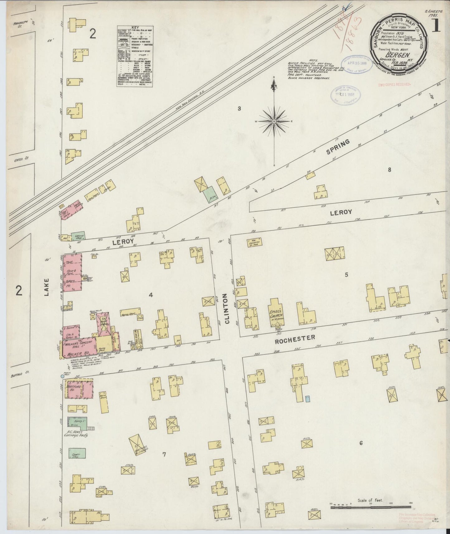 Sanborn Fire Insurance Map from Bergen, Genesee County, New York. (1898) – Historic Sanborn Fire Insurance Map Print