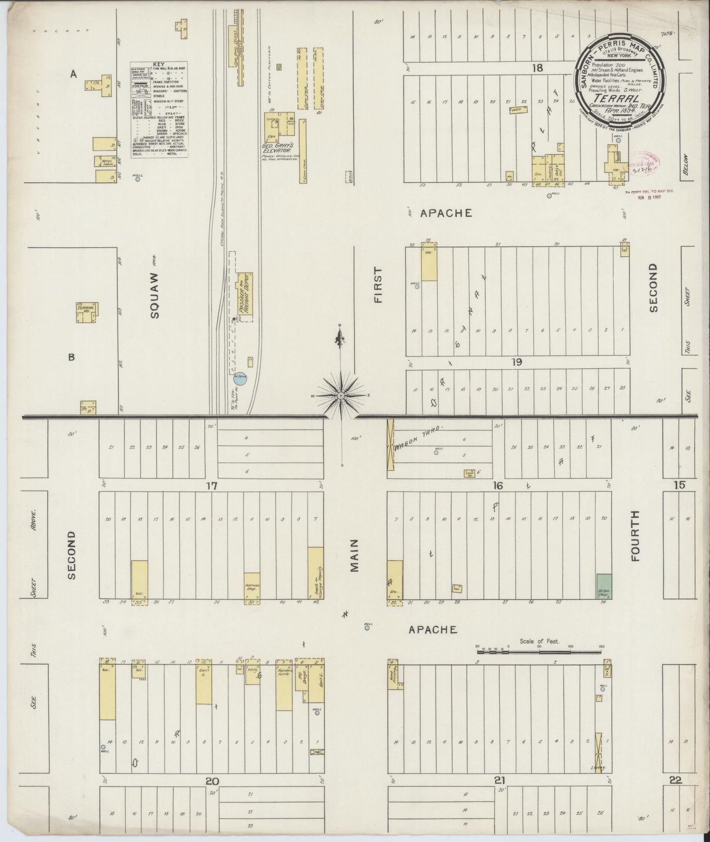 Sanborn Fire Insurance Map from Terral, Jefferson County, Oklahoma (1894), Sheet #0001 - Historic Sanborn Fire Insurance Map Print, vintage old map wall art, antique decor, genealogy gift, Oklahoma Oklahoma map