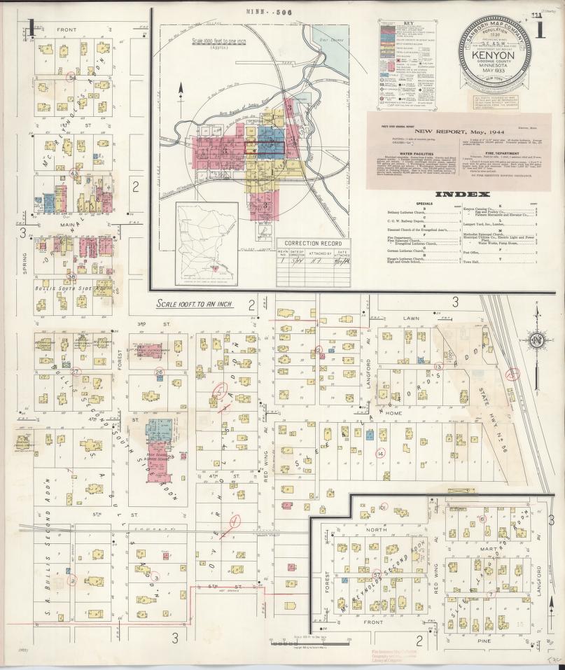 Sanborn Fire Insurance Map from Kenyon, Goodhue County, Minnesota. (1944) – Map View