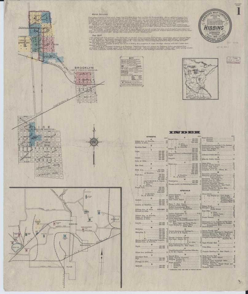 Sanborn Fire Insurance Map from Hibbing, Saint Louis County, Minnesota. (1913) – Map View