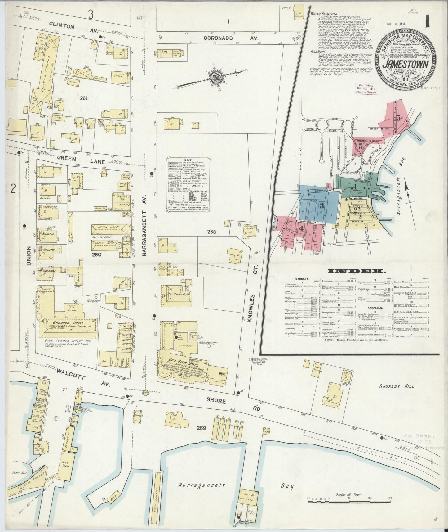 Sanborn Fire Insurance Map from Jamestown, Newport County, Rhode Island. (1911) – Historic Sanborn Fire Insurance Map Print