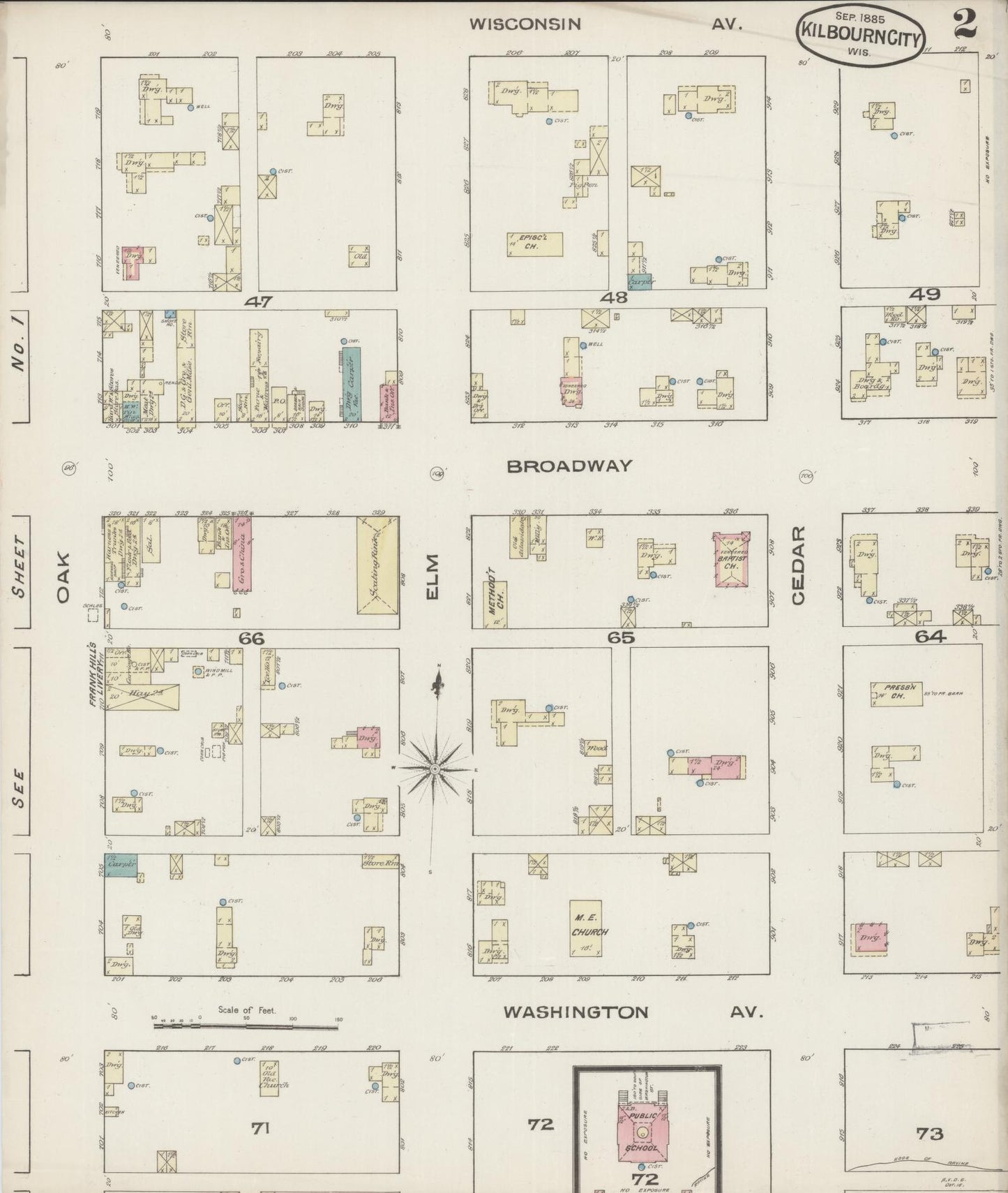 Sanborn Fire Insurance Map from Kilbourn, Columbia County, Wisconsin (1885), Sheet #0002 - Historic Sanborn Fire Insurance Map Print, vintage old map wall art, antique decor, genealogy gift, Wisconsin Wisconsin map