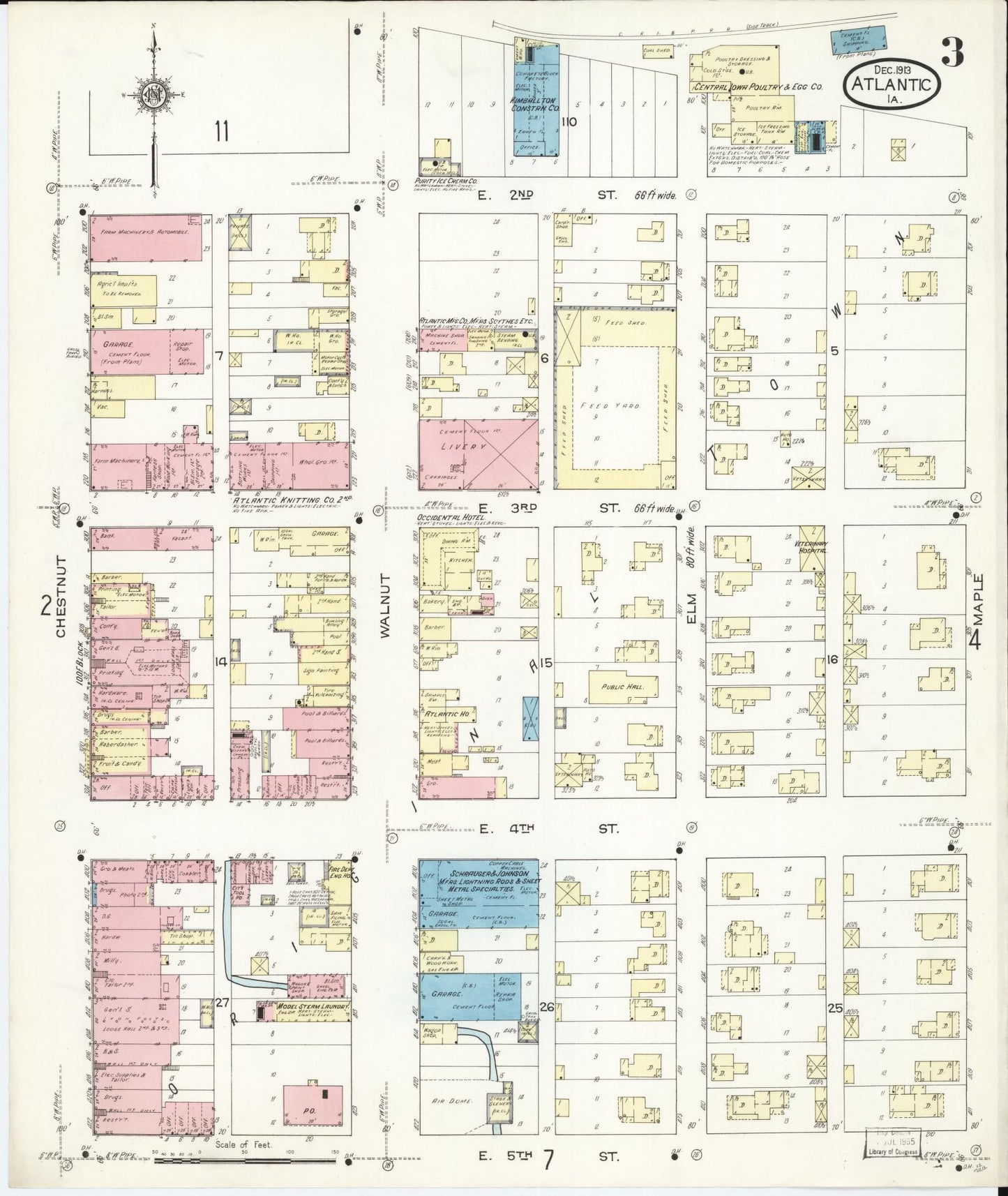 Sanborn Fire Insurance Map from Atlantic, Cass County, Iowa (1913), Sheet #0003 - Historic Sanborn Fire Insurance Map Print, vintage old map wall art