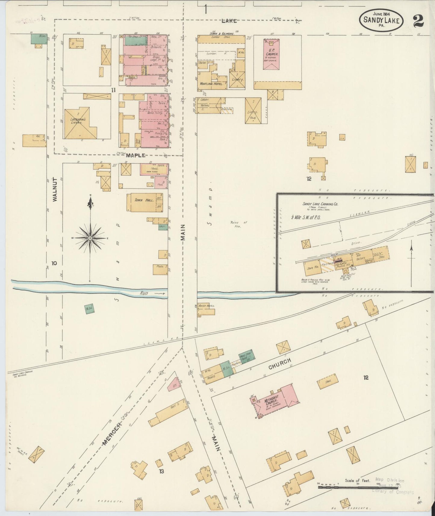 Sanborn Fire Insurance Map from Sandy Lake, Mercer County, Pennsylvania (1904), Sheet #0002 - Complete Map Set gallery image, historic Sanborn map, vintage wall art, Pennsylvania Pennsylvania