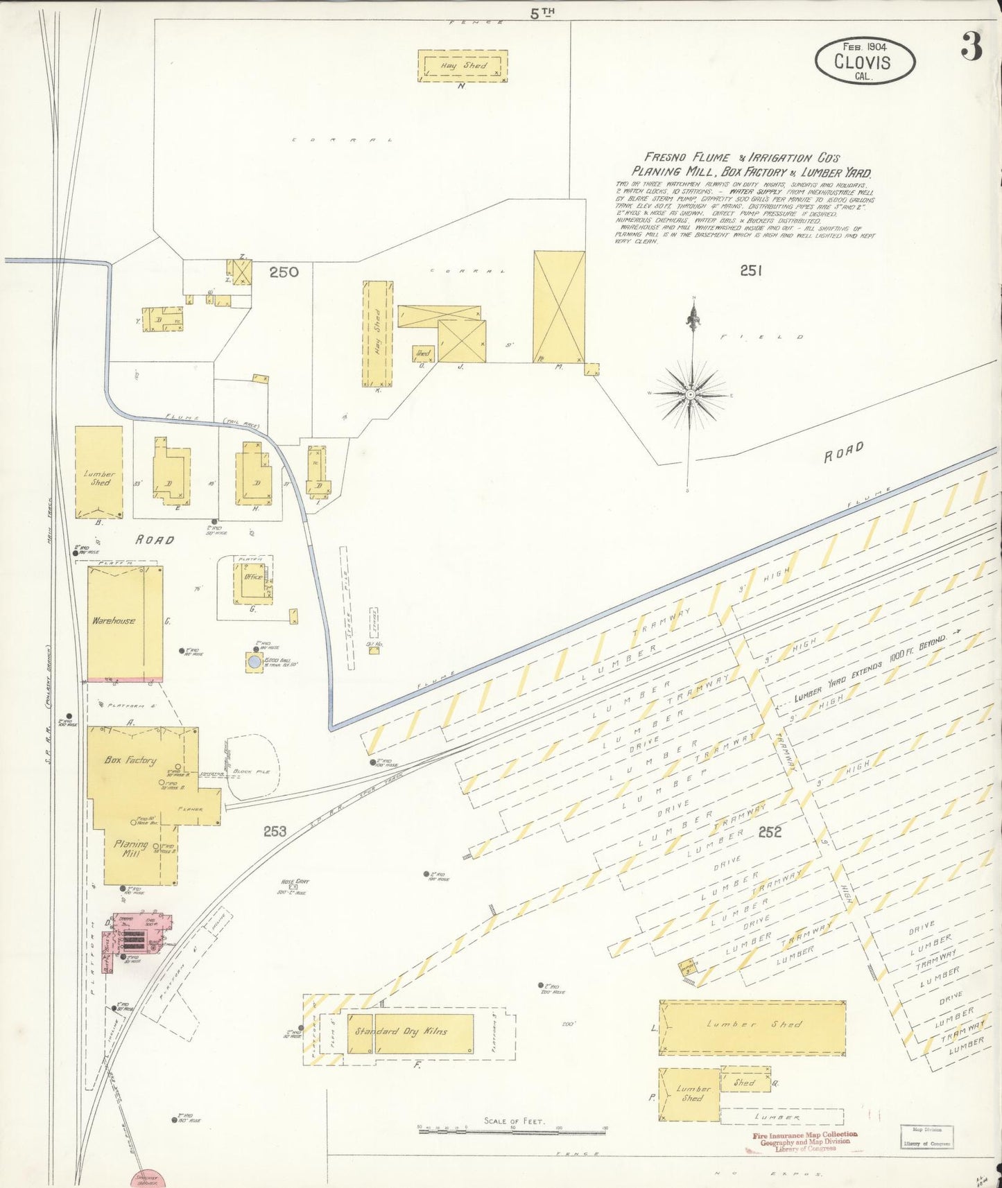 Sanborn Fire Insurance Map from Clovis, Fresno County, California (1904), Sheet #0003 - Complete Map Set gallery image, historic Sanborn map, vintage wall art, California California