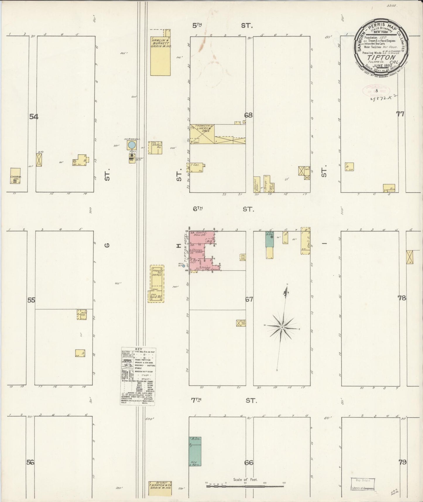 Sanborn Fire Insurance Map from Tipton, Tulare County, California. (1892) – Historic Sanborn Fire Insurance Map Print