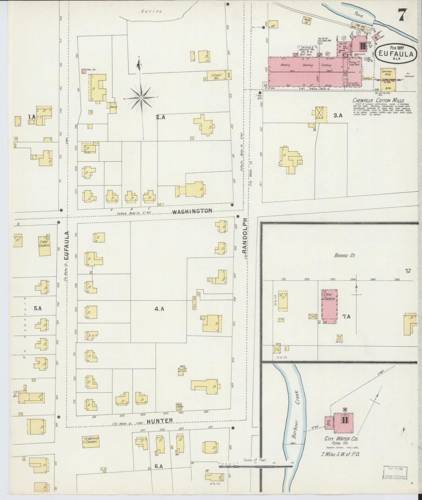 Sanborn Fire Insurance Map from Eufaula, Barbour County, Alabama (1897), Sheet #0007 - Historic Sanborn Fire Insurance Map Print, vintage old map wall art, antique decor, genealogy gift, Alabama Alabama map