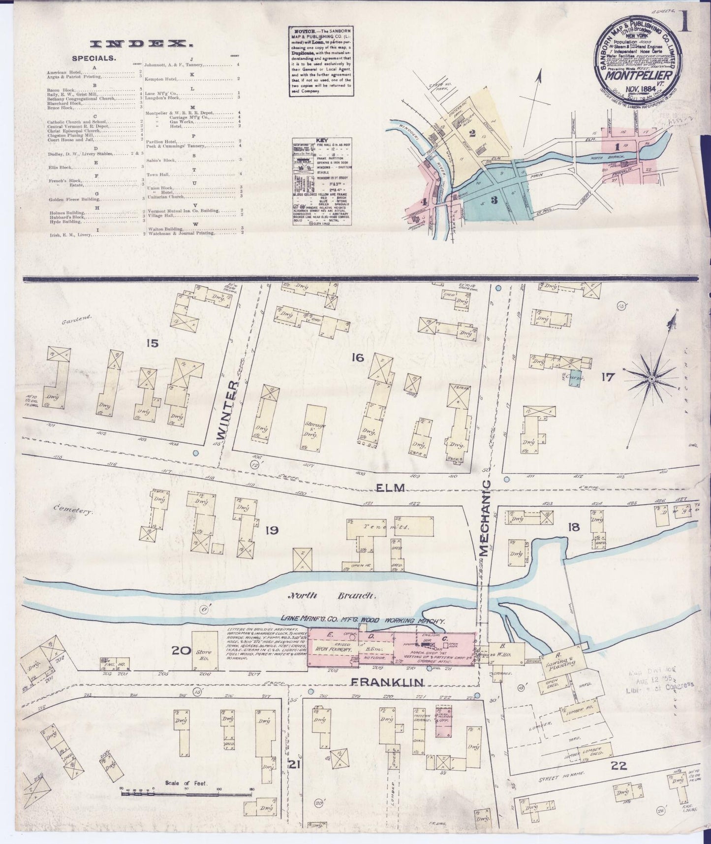 Sanborn Fire Insurance Map from Montpelier, Washington County, Vermont. (1884) – Historic Sanborn Fire Insurance Map Print