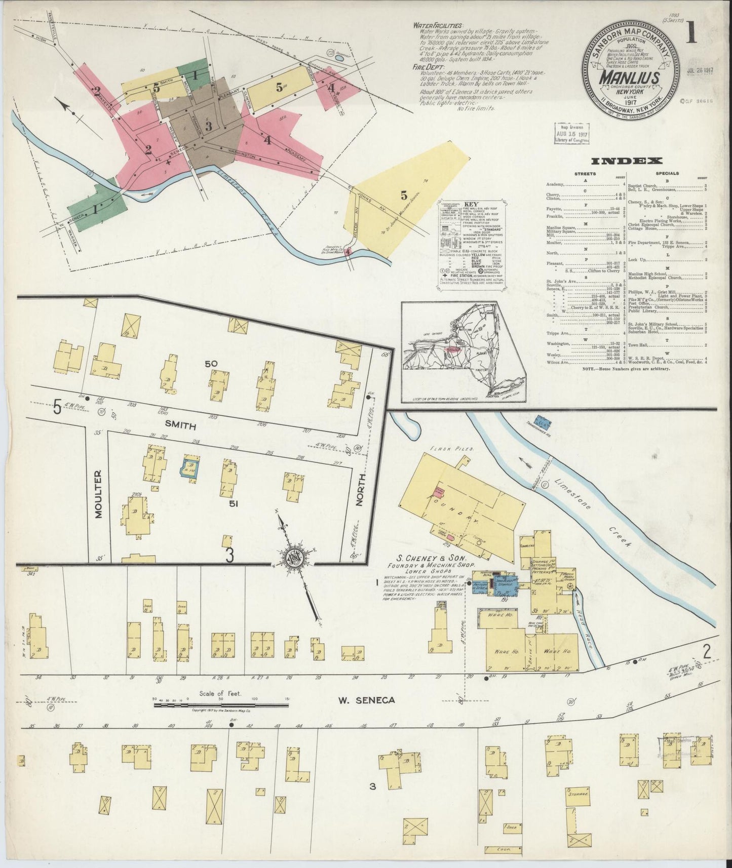 Sanborn Fire Insurance Map from Manlius, Onondaga County, New York. (1917) – Historic Sanborn Fire Insurance Map Print