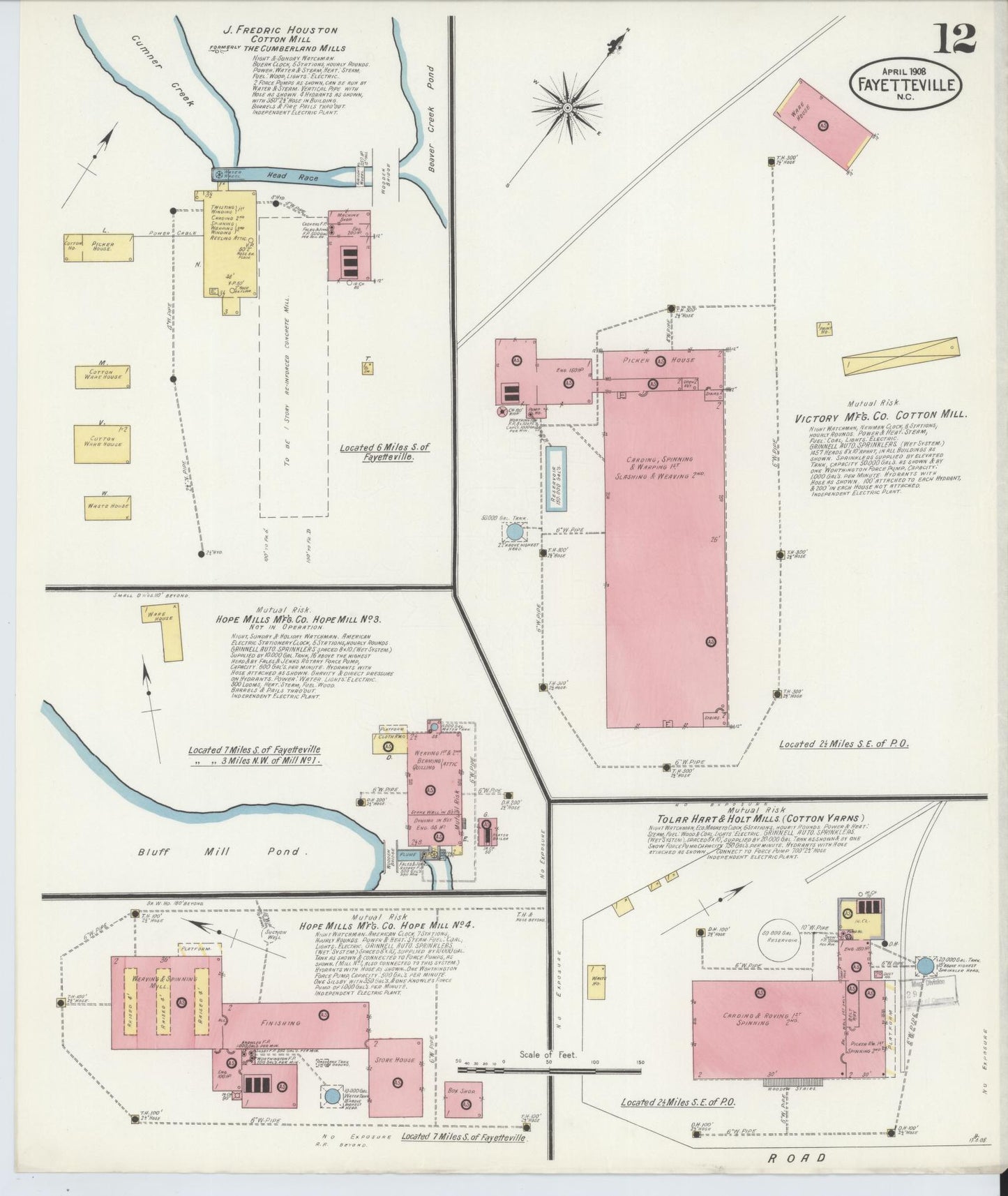 Sanborn Fire Insurance Map from Fayetteville, Cumberland County, North Carolina (1908), Sheet #0012 - Historic Sanborn Fire Insurance Map Print, vintage old map wall art, antique decor, genealogy gift, North Carolina North Carolina map