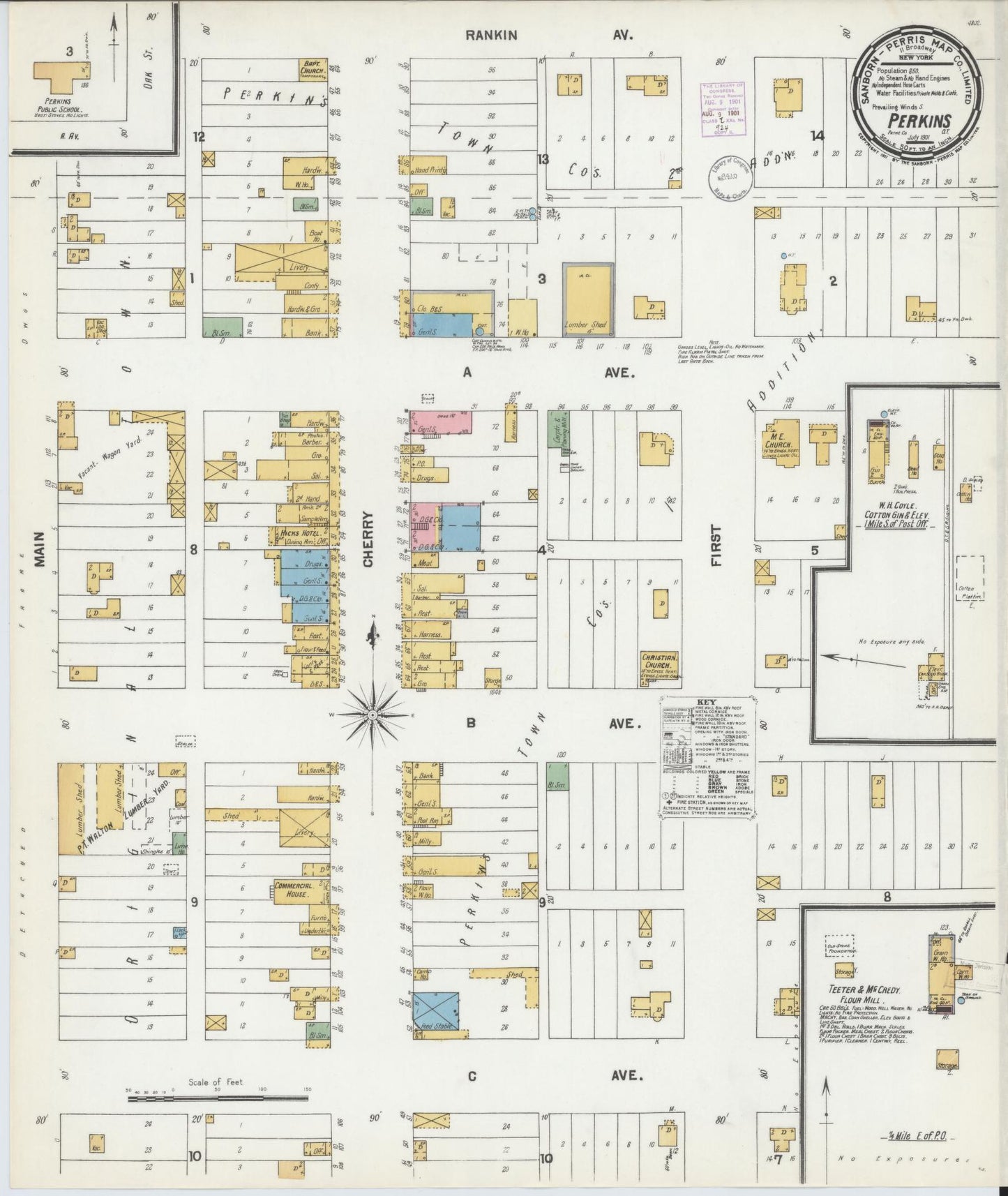 Sanborn Fire Insurance Map from Perkins, Payne County, Oklahoma (1901), Sheet #0001 - Historic Sanborn Fire Insurance Map Print, vintage old map wall art, antique decor, genealogy gift, Oklahoma Oklahoma map