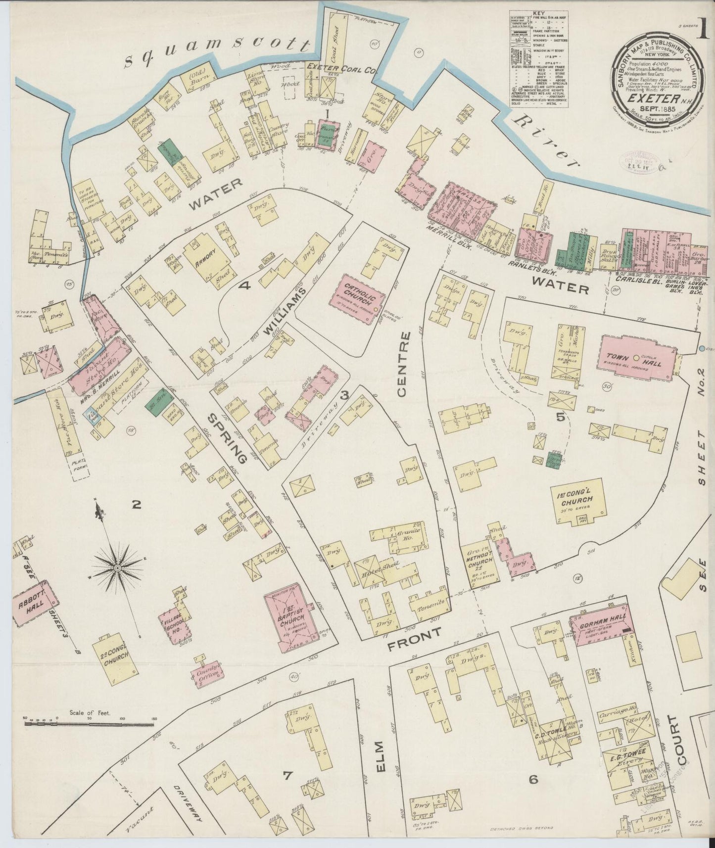 Sanborn Fire Insurance Map from Exeter, Rockingham County, New Hampshire. (1885) – Historic Sanborn Fire Insurance Map Print