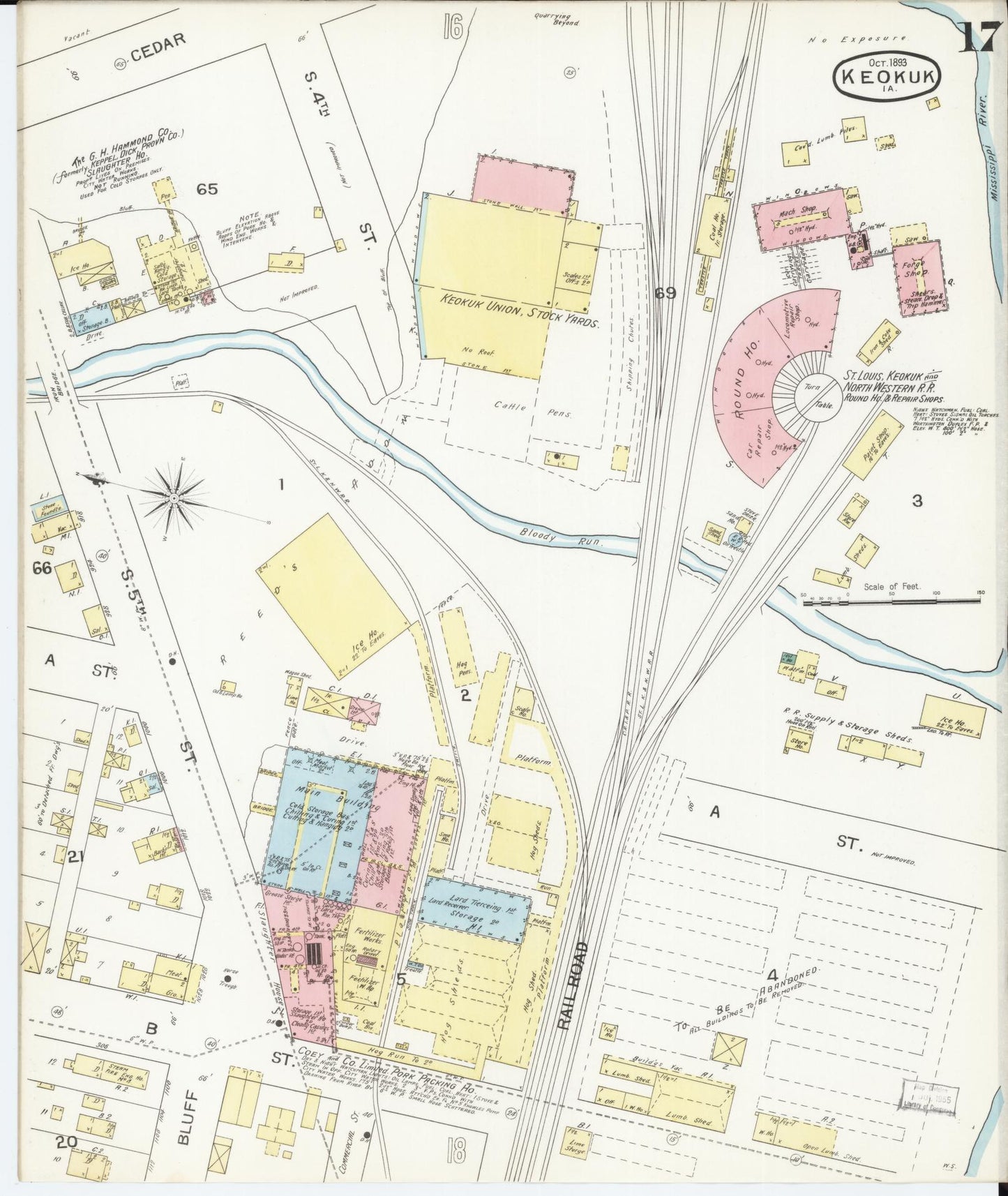 Sanborn Fire Insurance Map from Keokuk, Lee County, Iowa (1893), Sheet #0017 - Historic Sanborn Fire Insurance Map Print, vintage old map wall art