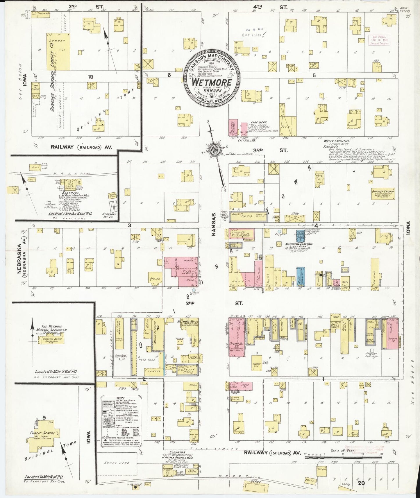 Sanborn Fire Insurance Map from Wetmore, Nemaha County, Kansas (1911), Sheet #0001 - Historic Sanborn Fire Insurance Map Print, vintage old map wall art, antique decor, genealogy gift, Kansas Kansas map