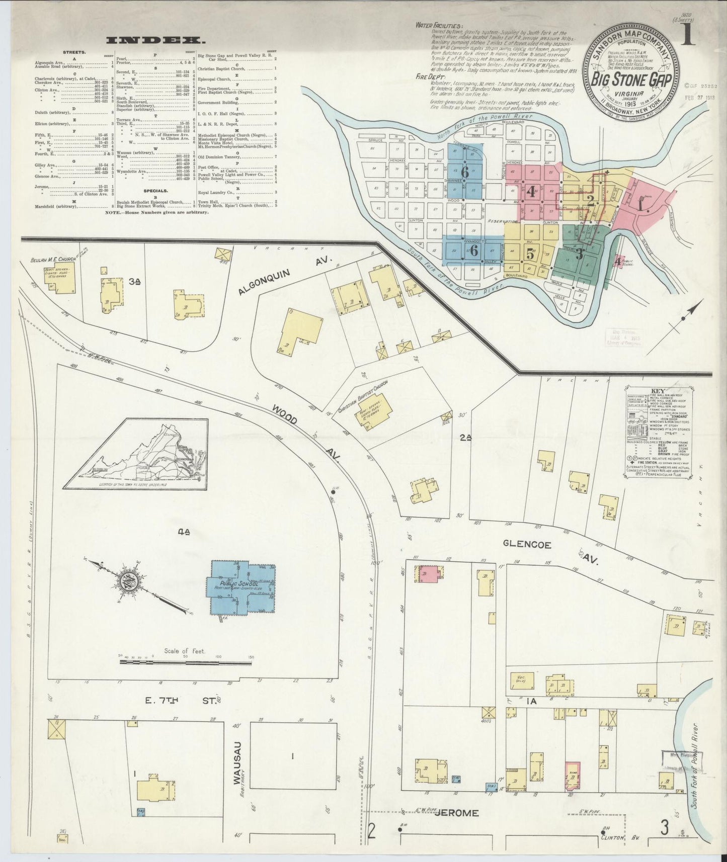 Sanborn Fire Insurance Map from Big Stone Gap, Wise County, Virginia. (1913) – Historic Sanborn Fire Insurance Map Print