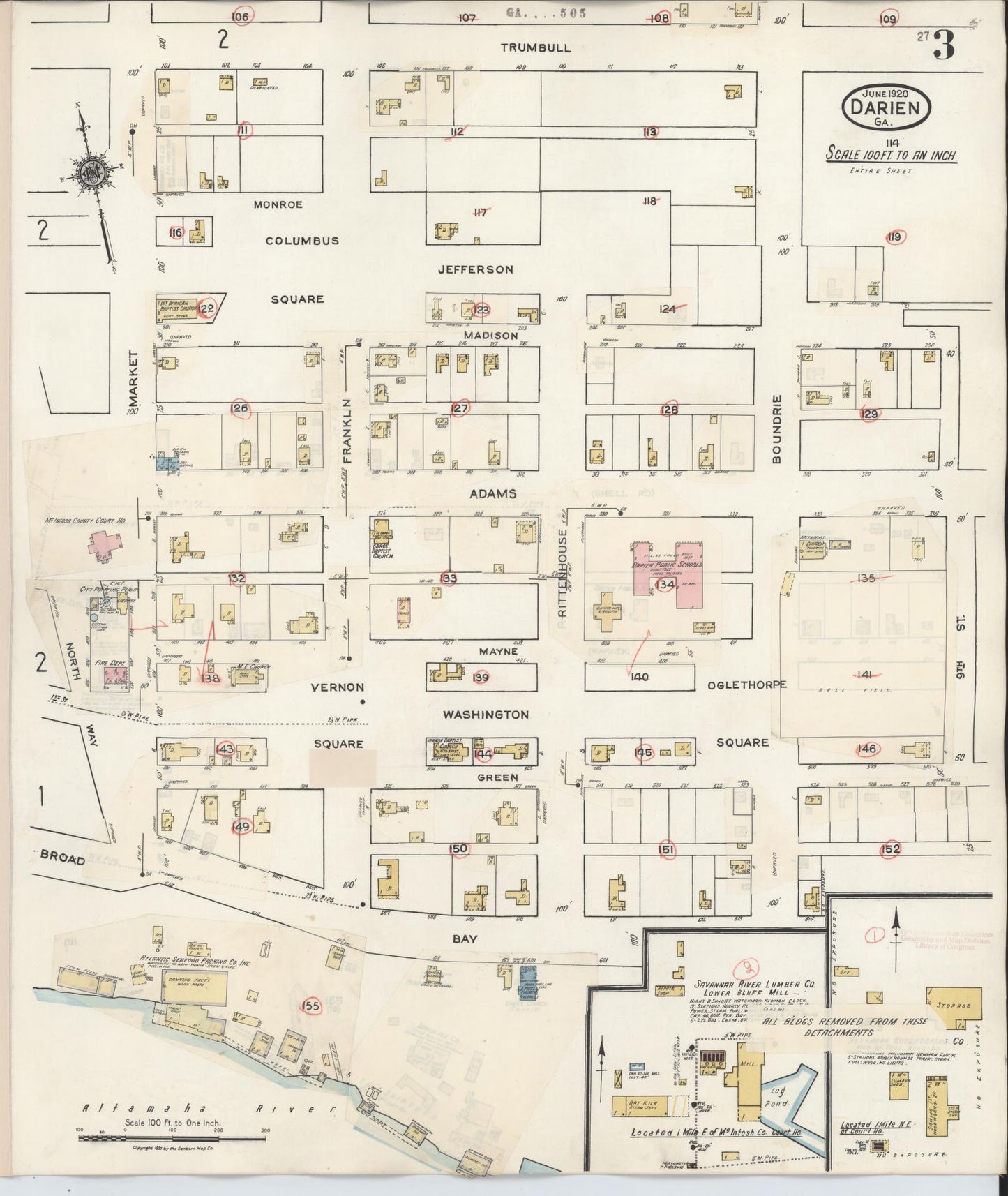 Sanborn Fire Insurance Map from Darien, McIntosh County, Georgia (1940), Sheet #0003 - Complete Map Set gallery image, historic Sanborn map, vintage wall art, Georgia Georgia