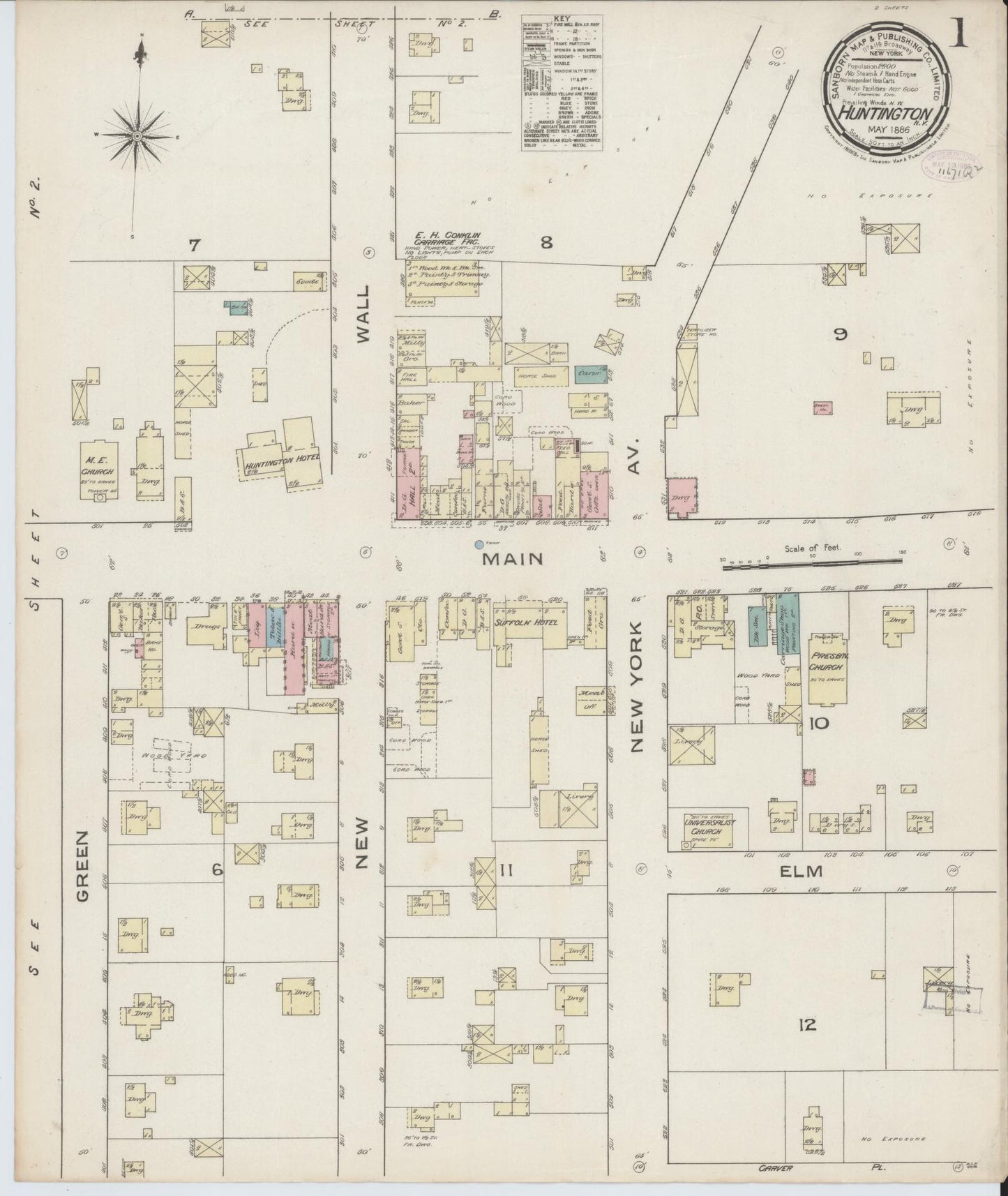 Sanborn Fire Insurance Map from Huntington, Suffolk County, New York. (1886) – Historic Sanborn Fire Insurance Map Print