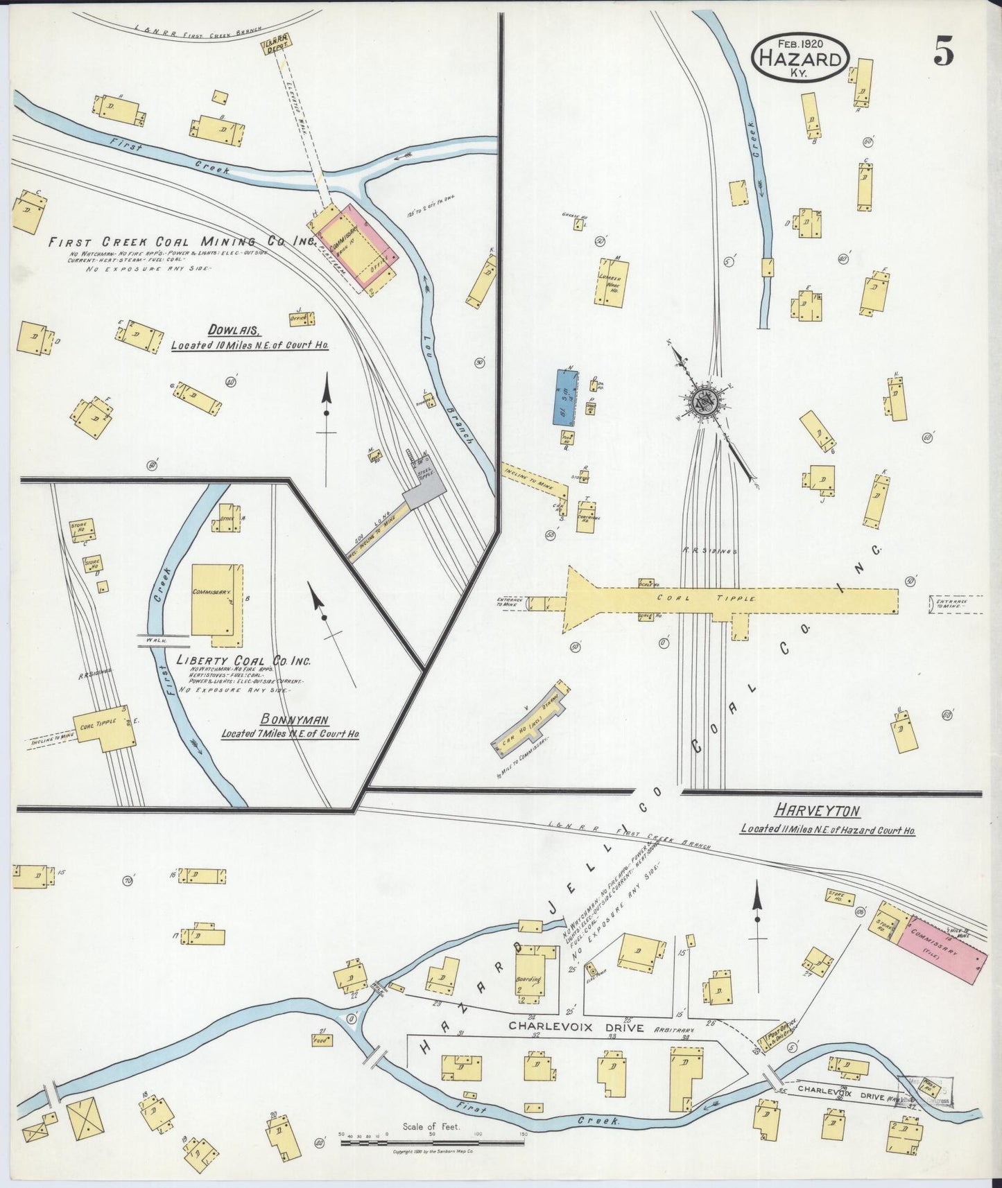 Sanborn Fire Insurance Map from Hazard, Perry County, Kentucky (1920), Sheet #0005 - Complete Map Set gallery image, historic Sanborn map, vintage wall art, Kentucky Kentucky