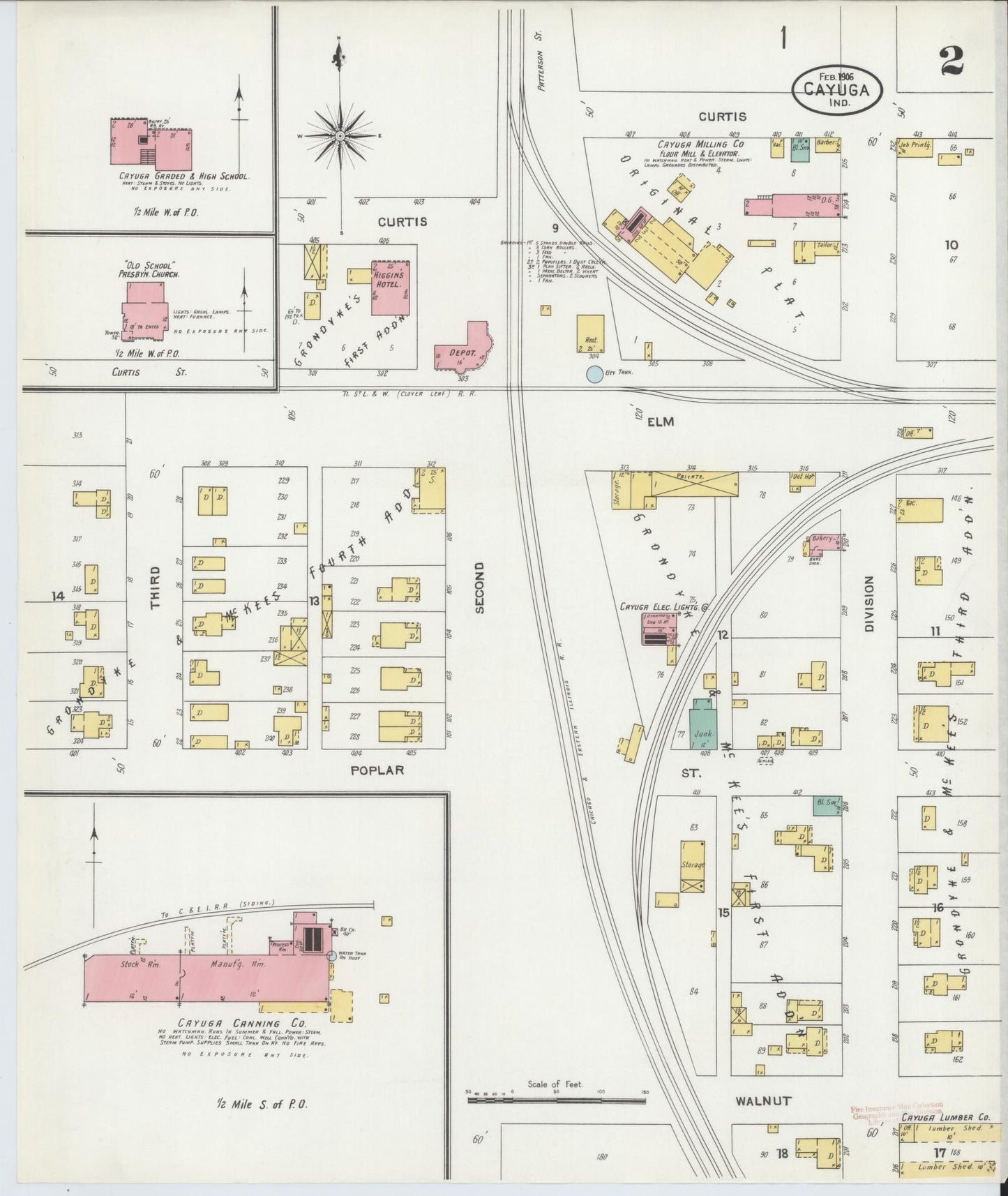 Sanborn Fire Insurance Map from Cayuga, Vermillion County, Indiana (1906), Sheet #0002 - Complete Map Set gallery image, historic Sanborn map, vintage wall art, Indiana Indiana