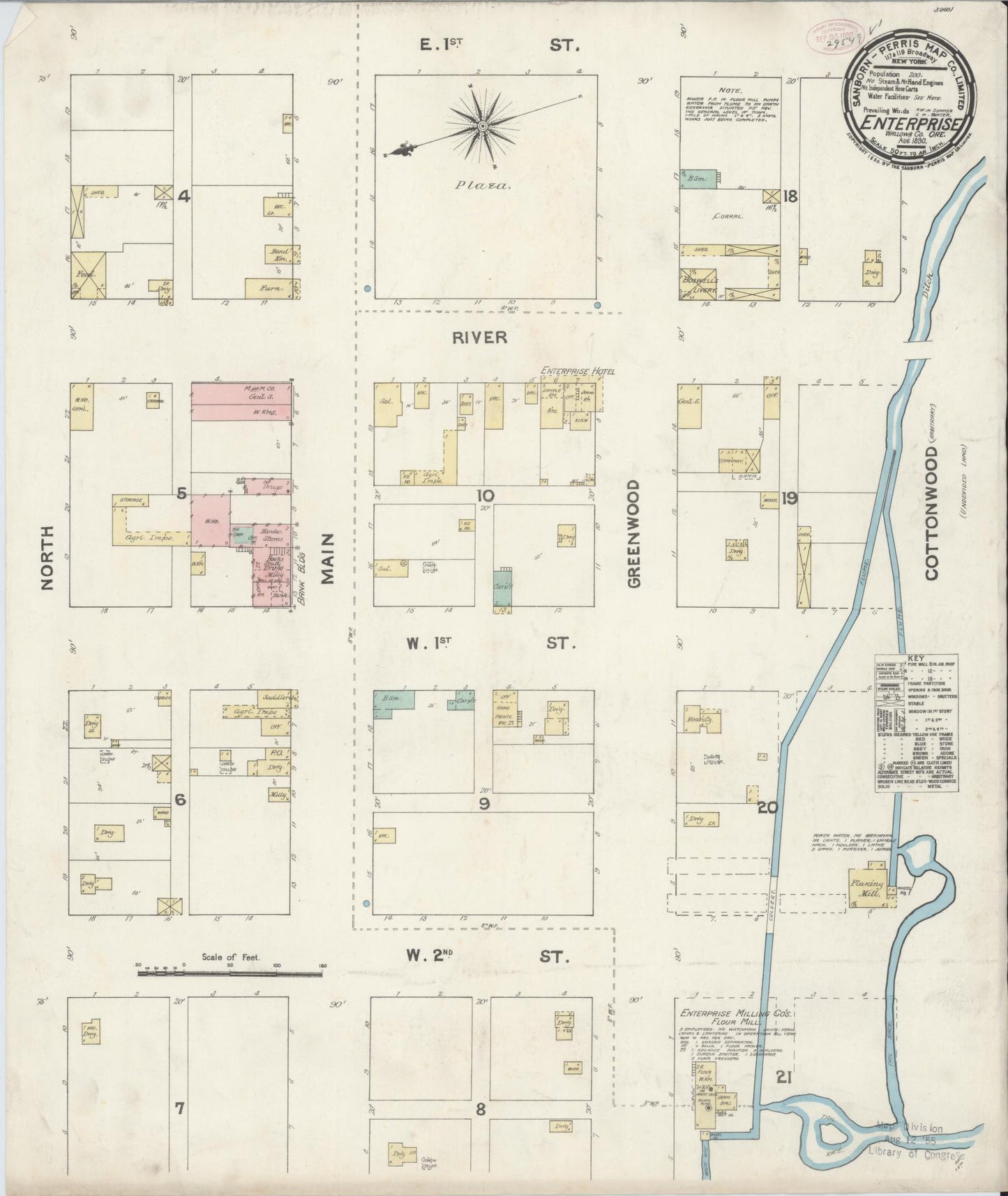 Sanborn Fire Insurance Map from Enterprise, Wallowa County, Oregon (1890), Sheet #0001 - Historic Sanborn Fire Insurance Map Print, vintage old map wall art, antique decor, genealogy gift, Oregon Oregon map
