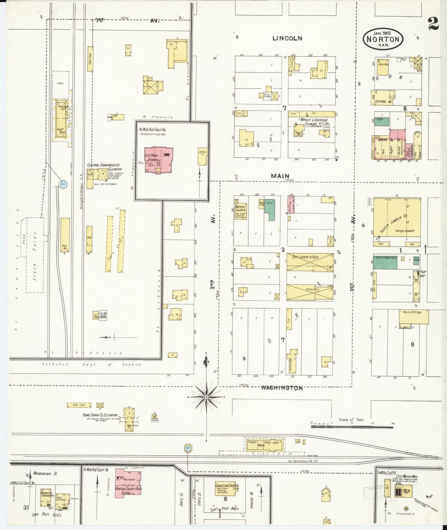 Sanborn Fire Insurance Map from Norton, Norton County, Kansas (1905), Sheet #0002 - Historic Sanborn Fire Insurance Map Print, vintage old map wall art, antique decor, genealogy gift, Kansas Kansas map