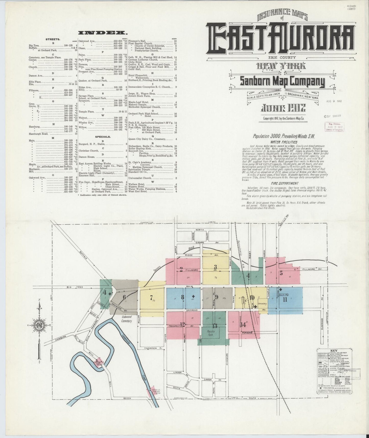 Sanborn Fire Insurance Map from East Aurora, Erie County, New York. (1912) – Historic Sanborn Fire Insurance Map Print