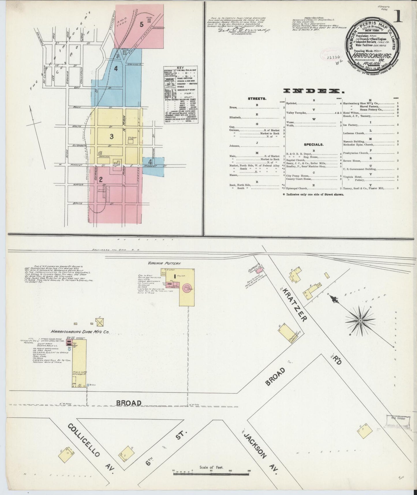 Sanborn Fire Insurance Map from Harrisonburg, Independent Cities, Virginia. (1891) – Historic Sanborn Fire Insurance Map Print