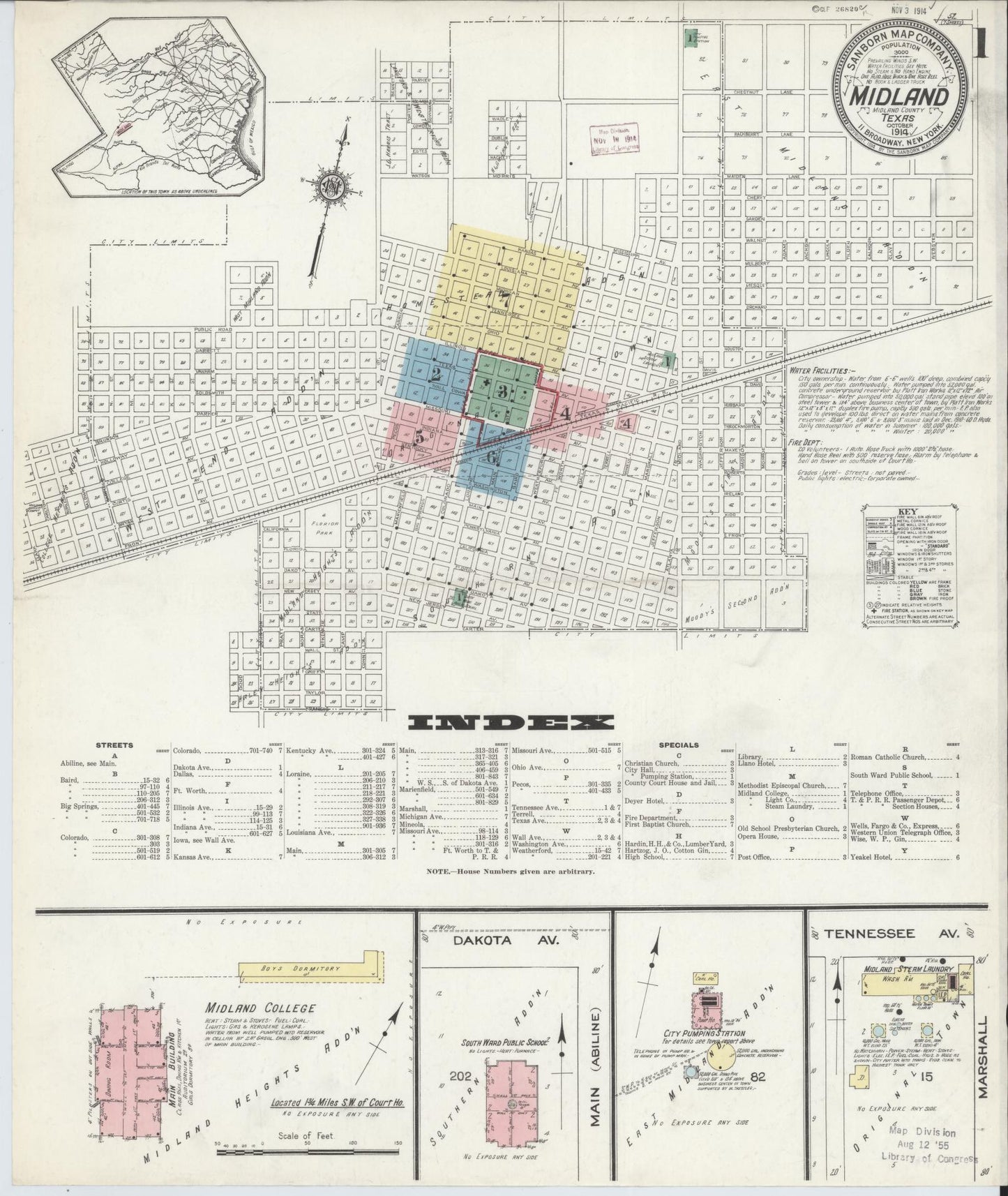 Sanborn Fire Insurance Map from Midland, Midland County, Texas. (1914) – Historic Sanborn Fire Insurance Map Print