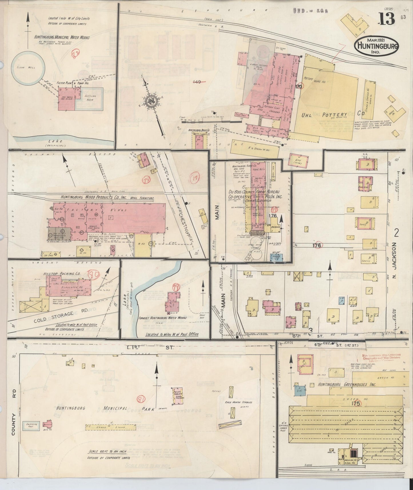 Sanborn Fire Insurance Map from Huntingburg, Dubois County, Indiana (1949), Sheet #0013 - Complete Map Set gallery image, historic Sanborn map, vintage wall art, Indiana Indiana