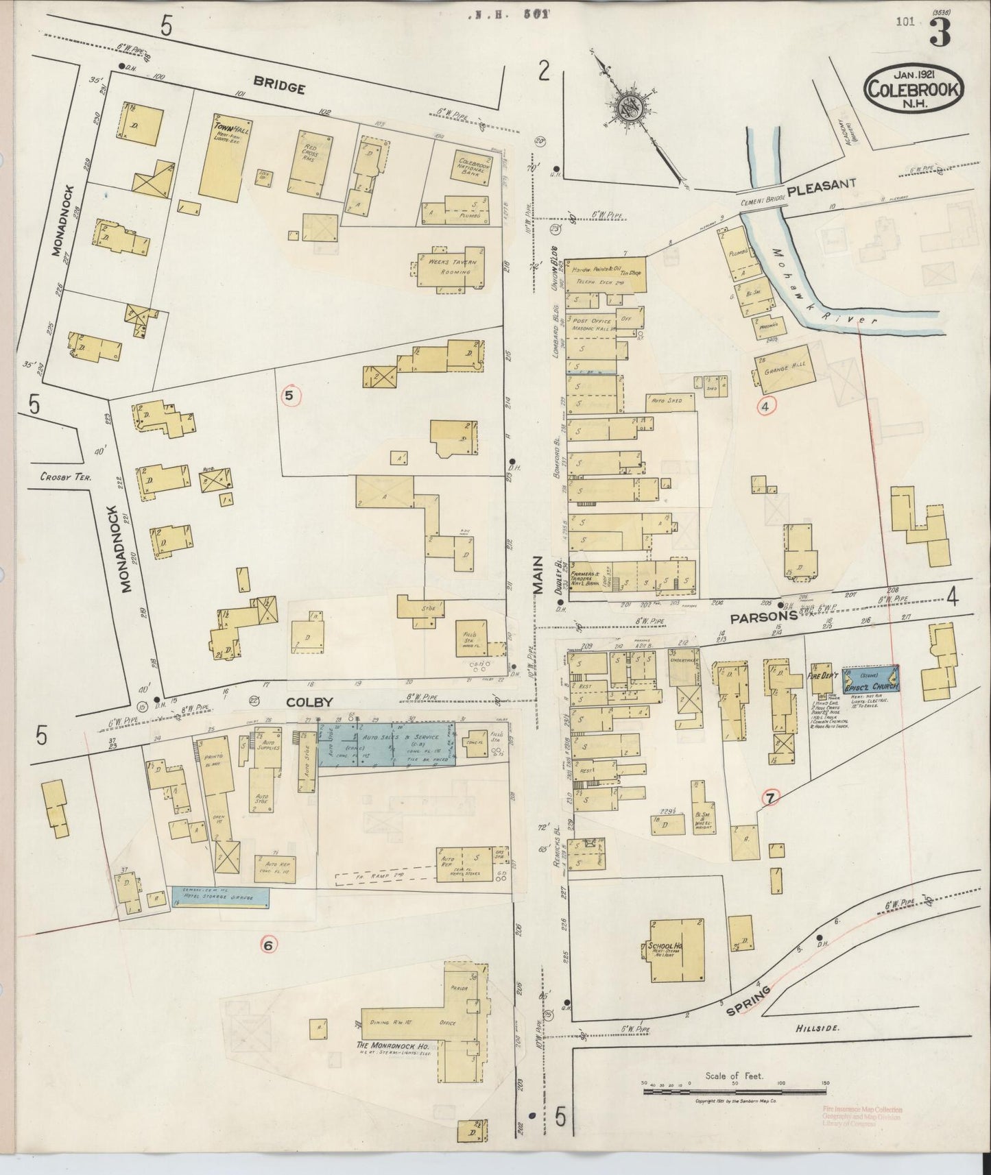 Sanborn Fire Insurance Map from Colebrook, Coos County, New Hampshire (1945), Sheet #0003 - Historic Sanborn Fire Insurance Map Print, vintage old map wall art, antique decor, genealogy gift, New Hampshire New Hampshire map
