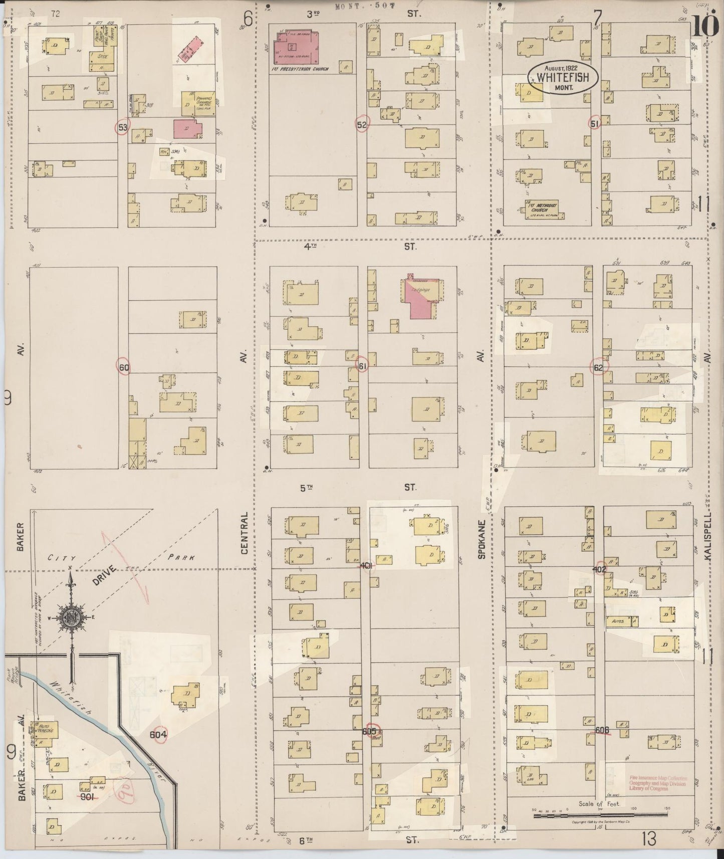 Sanborn Fire Insurance Map from Whitefish, Flathead County, Montana (1932), Sheet #0010 - Historic Sanborn Fire Insurance Map Print, vintage old map wall art, antique decor, genealogy gift, Montana Montana map